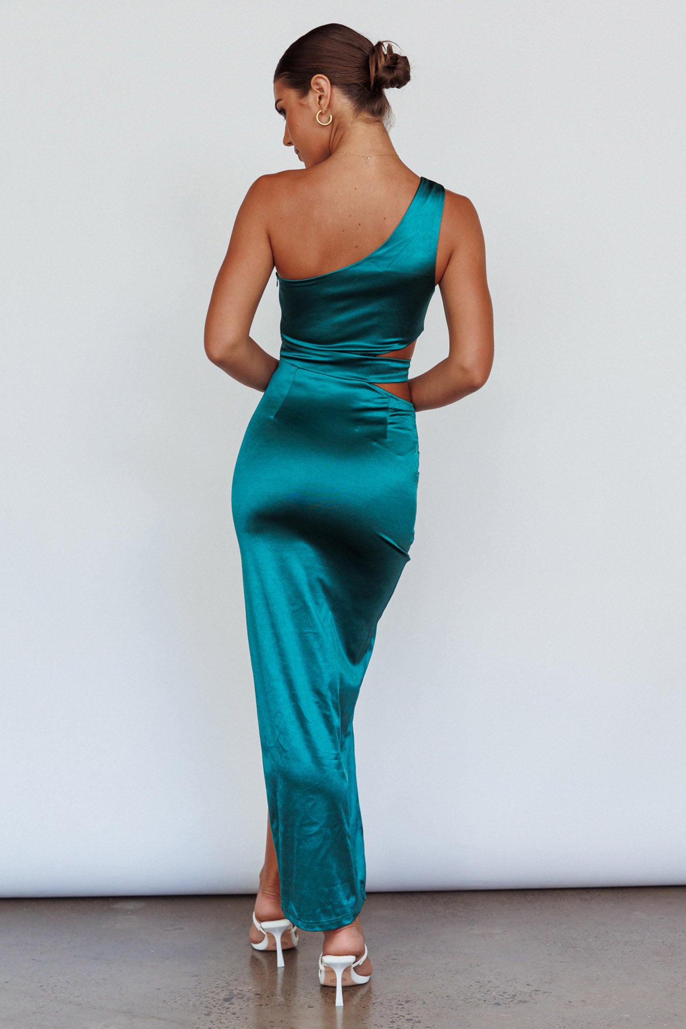 Night-Out One Shoulder Maxi Dress Green-Maymioy