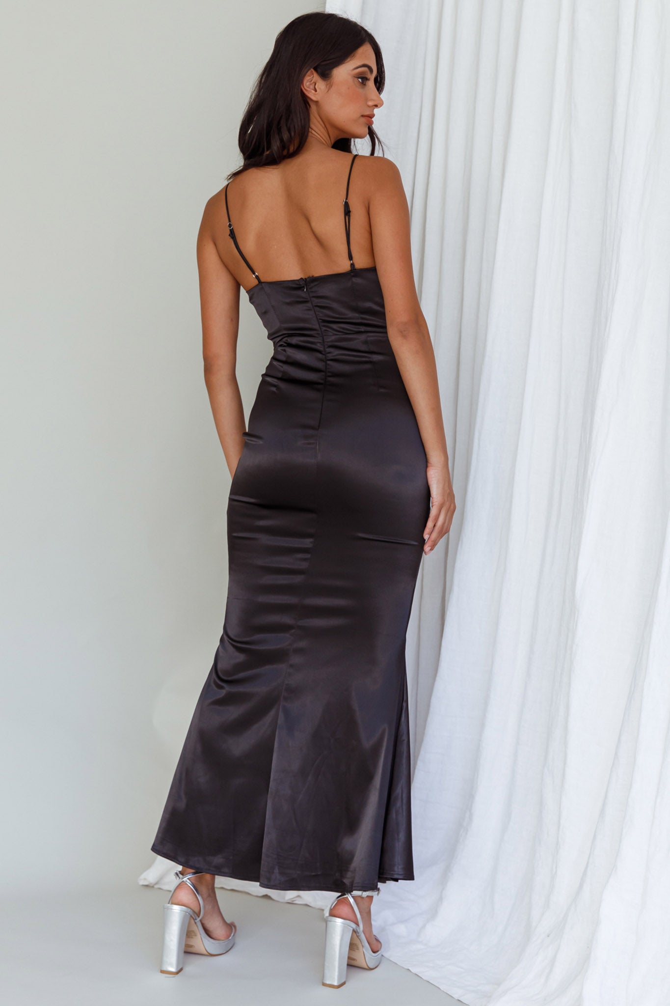 Moon Rising Mermaid Maxi Dress Black-Maymioy