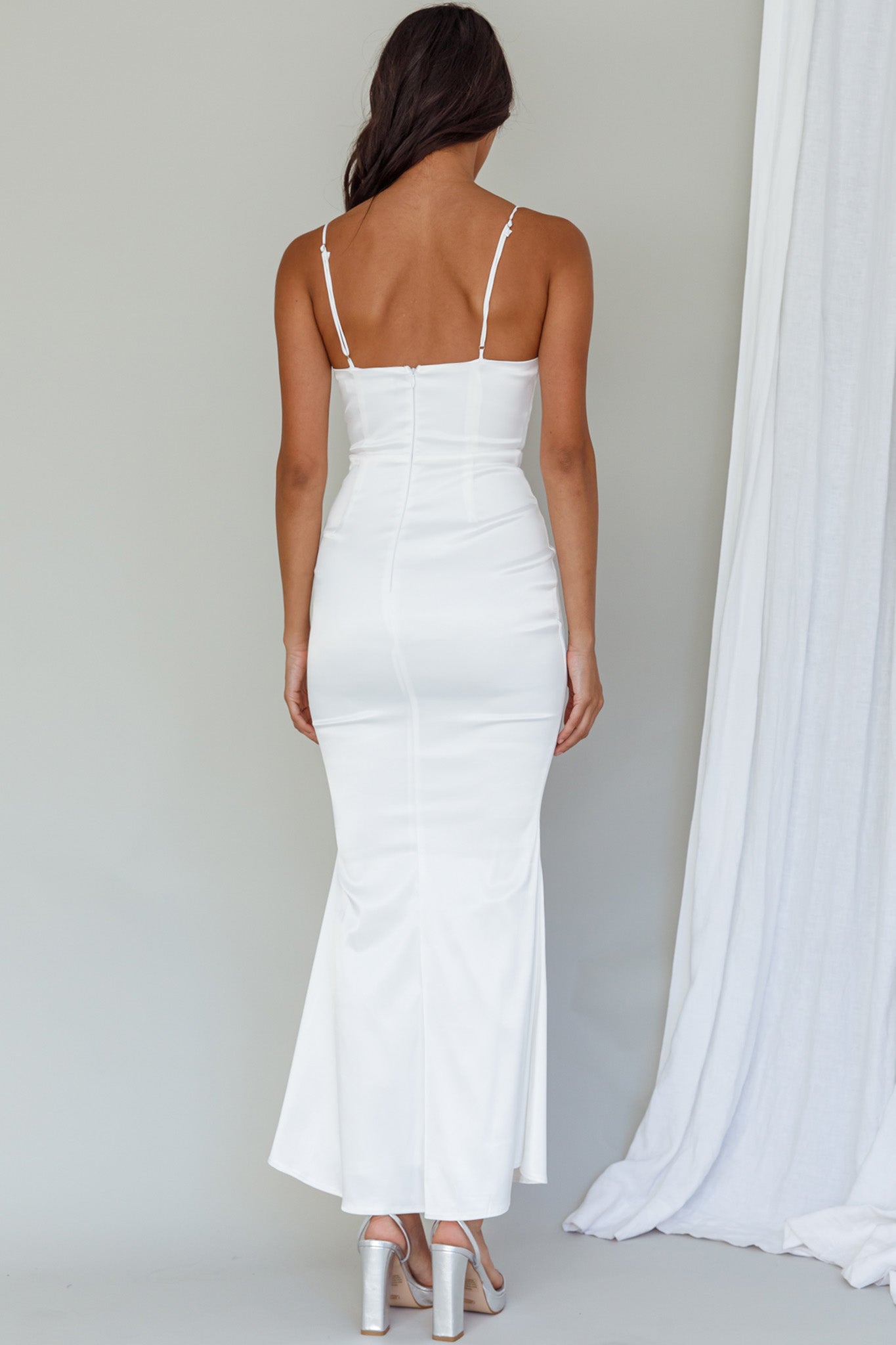 Moon Rising Mermaid Maxi Dress White-Maymioy