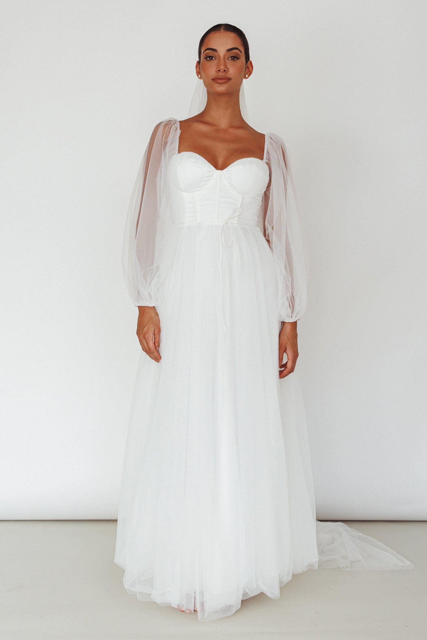 Fairytale Dream Sheer Sleeve Maxi Dress White-Maymioy