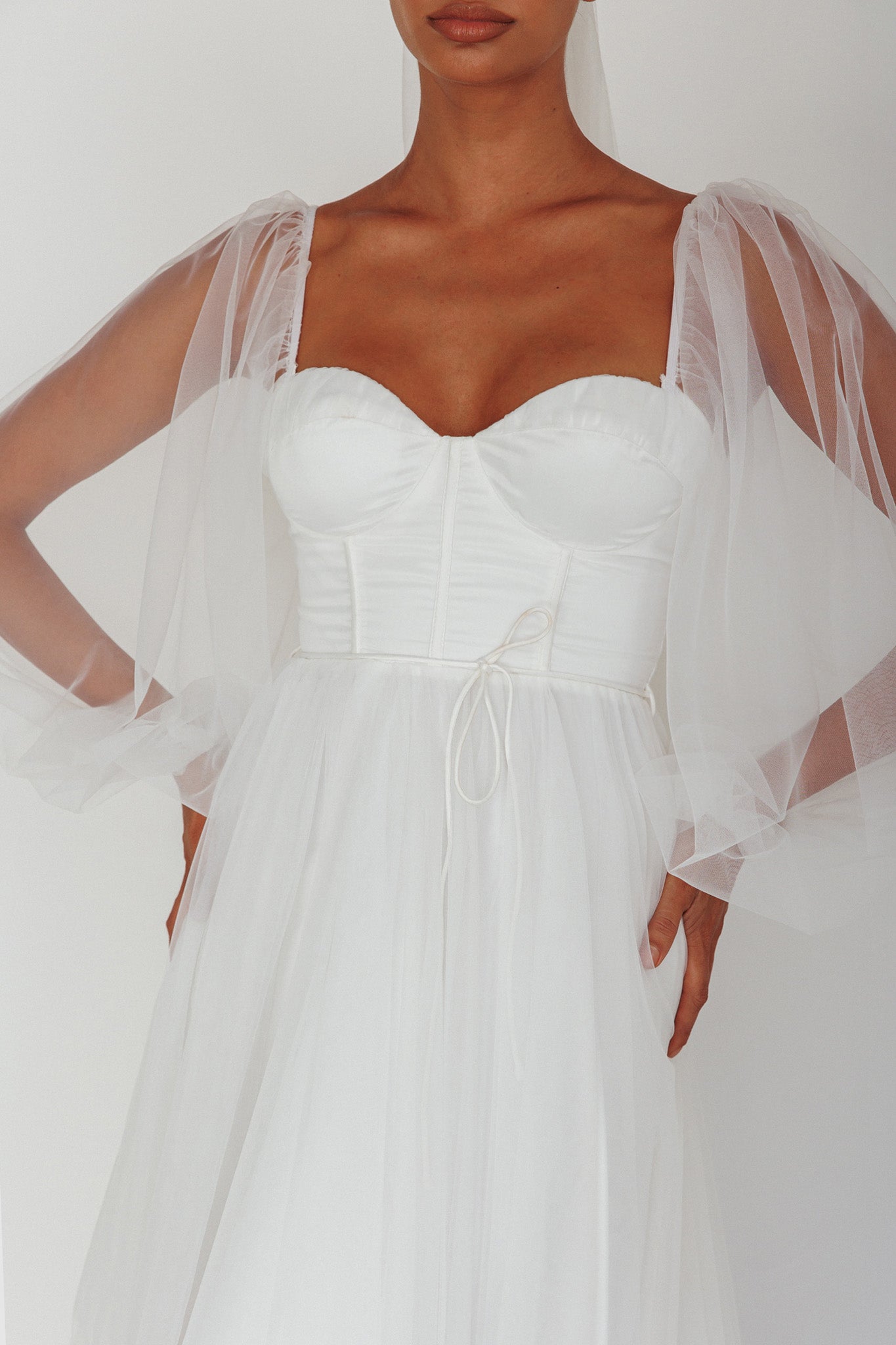 Fairytale Dream Sheer Sleeve Maxi Dress White-Maymioy