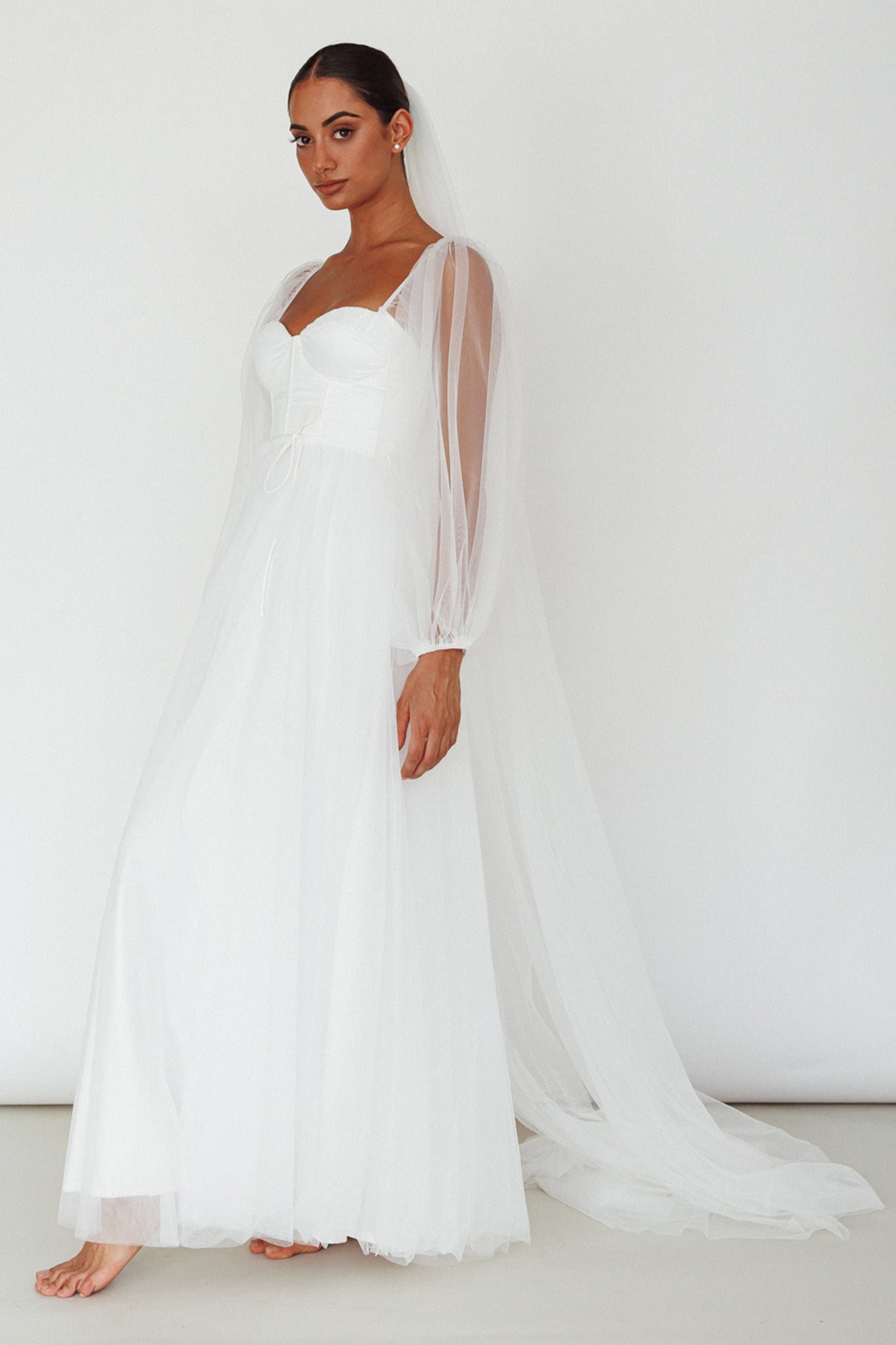 Fairytale Dream Sheer Sleeve Maxi Dress White-Maymioy