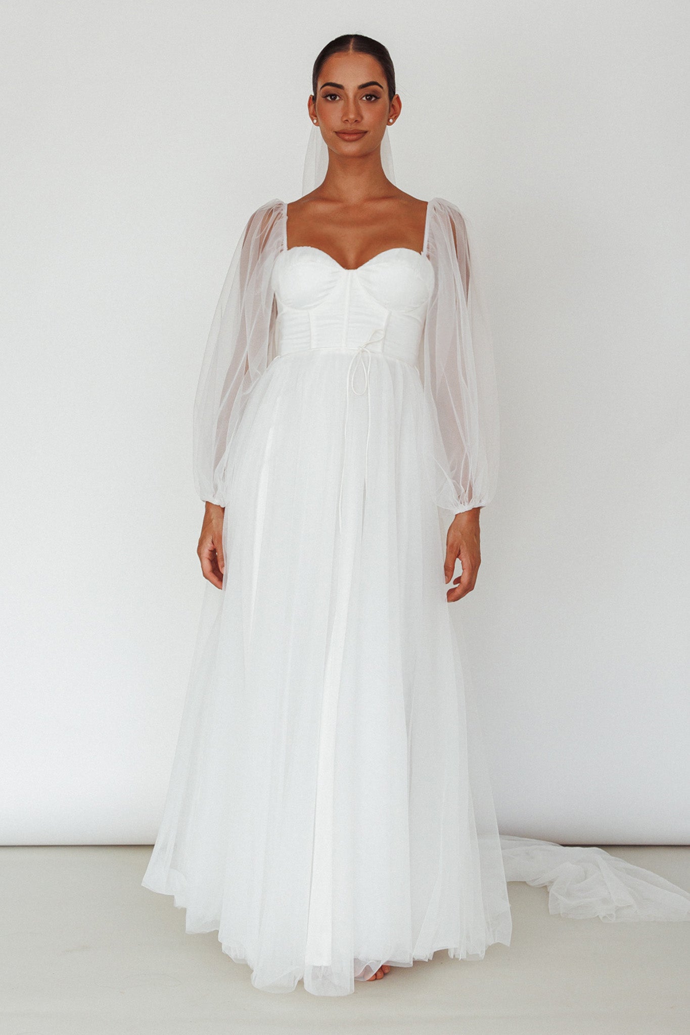 Fairytale Dream Sheer Sleeve Maxi Dress White-Maymioy