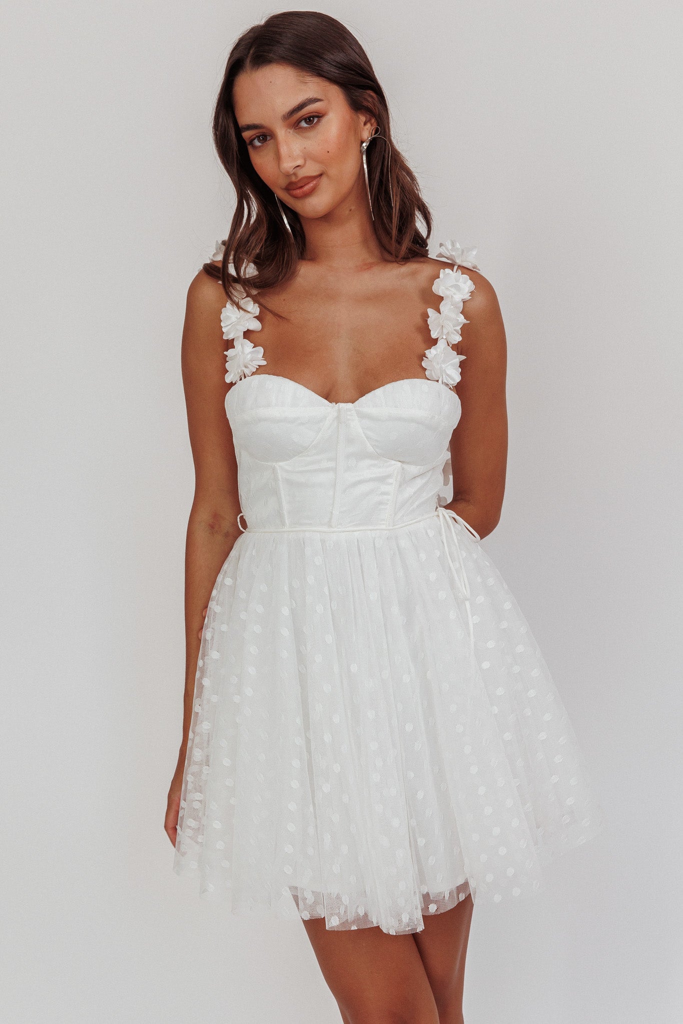 Fairytale Dream Floral Strap Mini Dress White-Maymioy