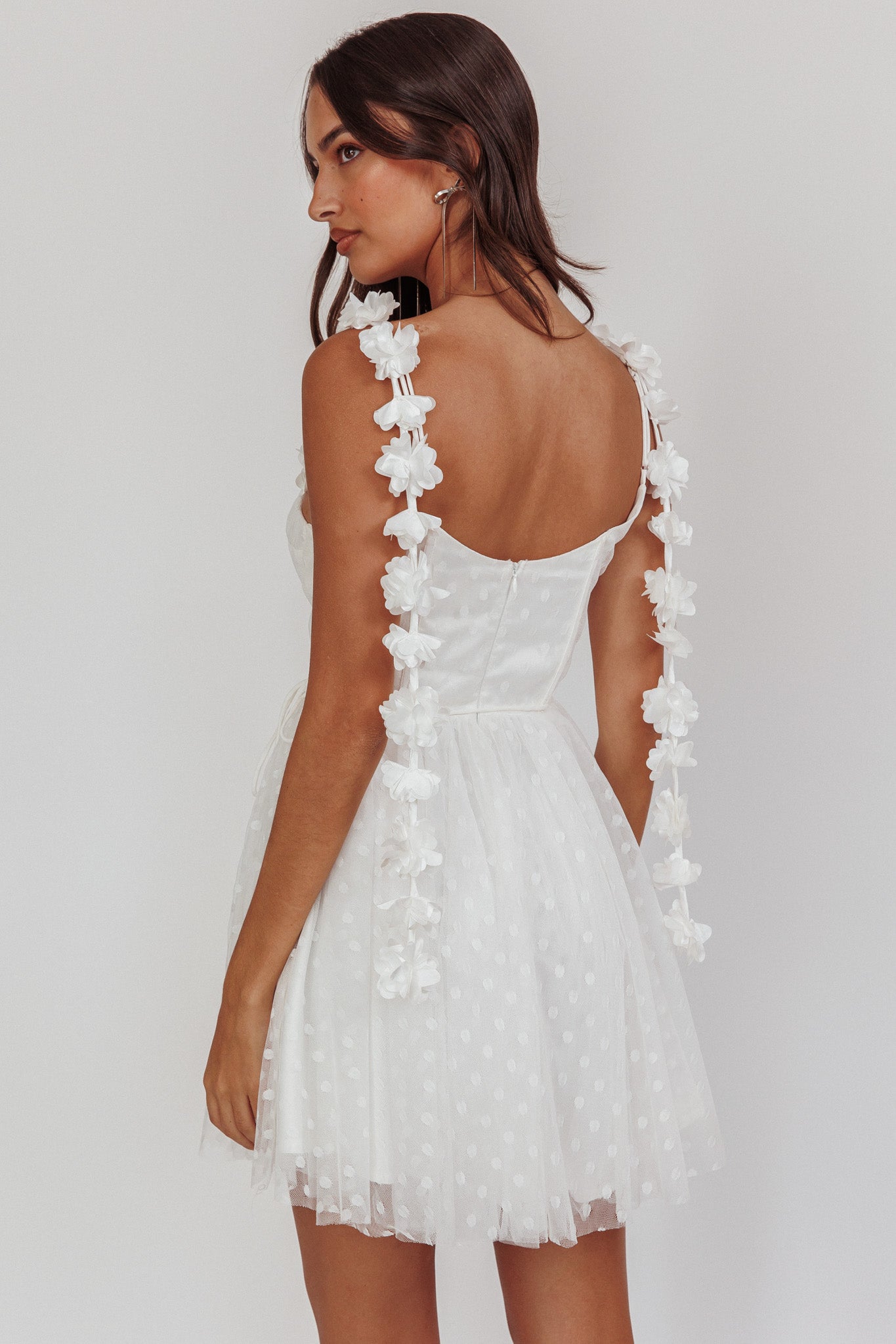 Fairytale Dream Floral Strap Mini Dress White-Maymioy