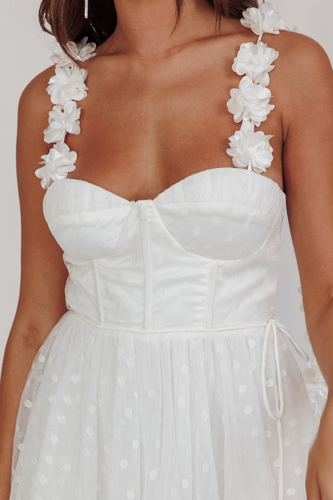 Fairytale Dream Floral Strap Mini Dress White-Maymioy
