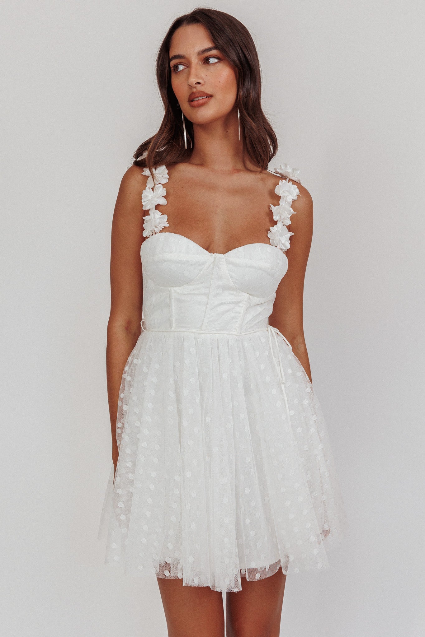 Fairytale Dream Floral Strap Mini Dress White-Maymioy