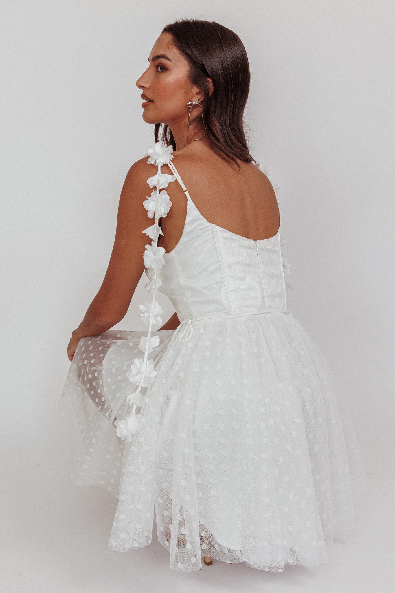 Fairytale Dream Floral Strap Mini Dress White-Maymioy