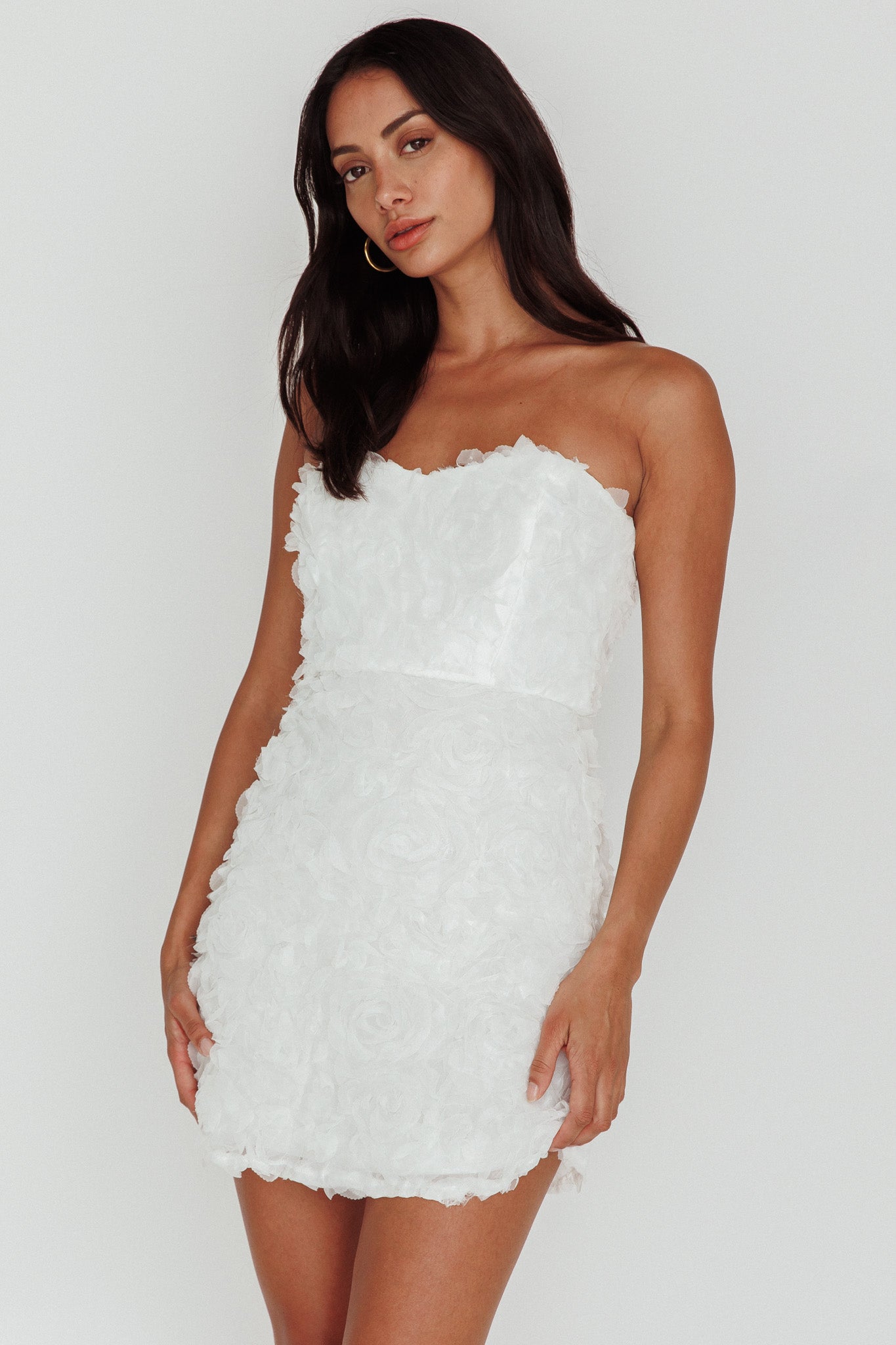 In Paris Embellished Mini Dress White-Maymioy
