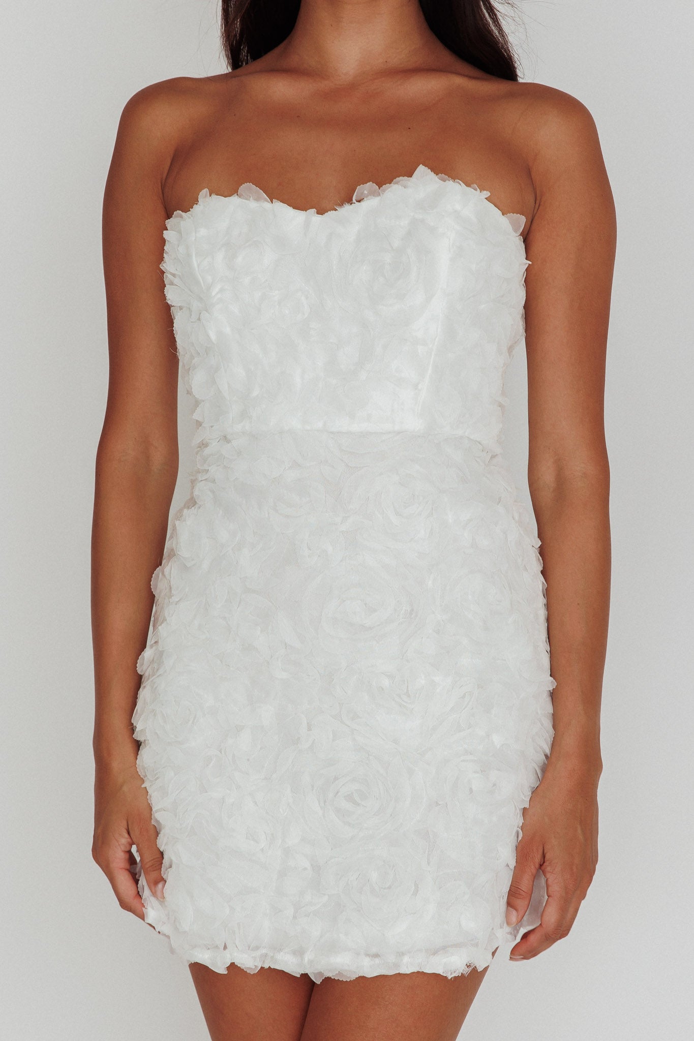 In Paris Embellished Mini Dress White-Maymioy