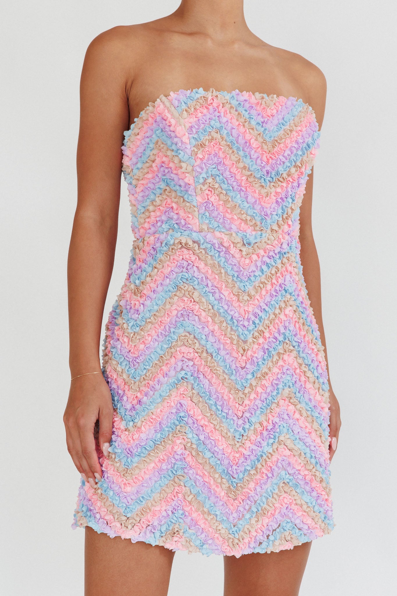 In Paris Embellished Chevron Mini Dress Lilac-Maymioy