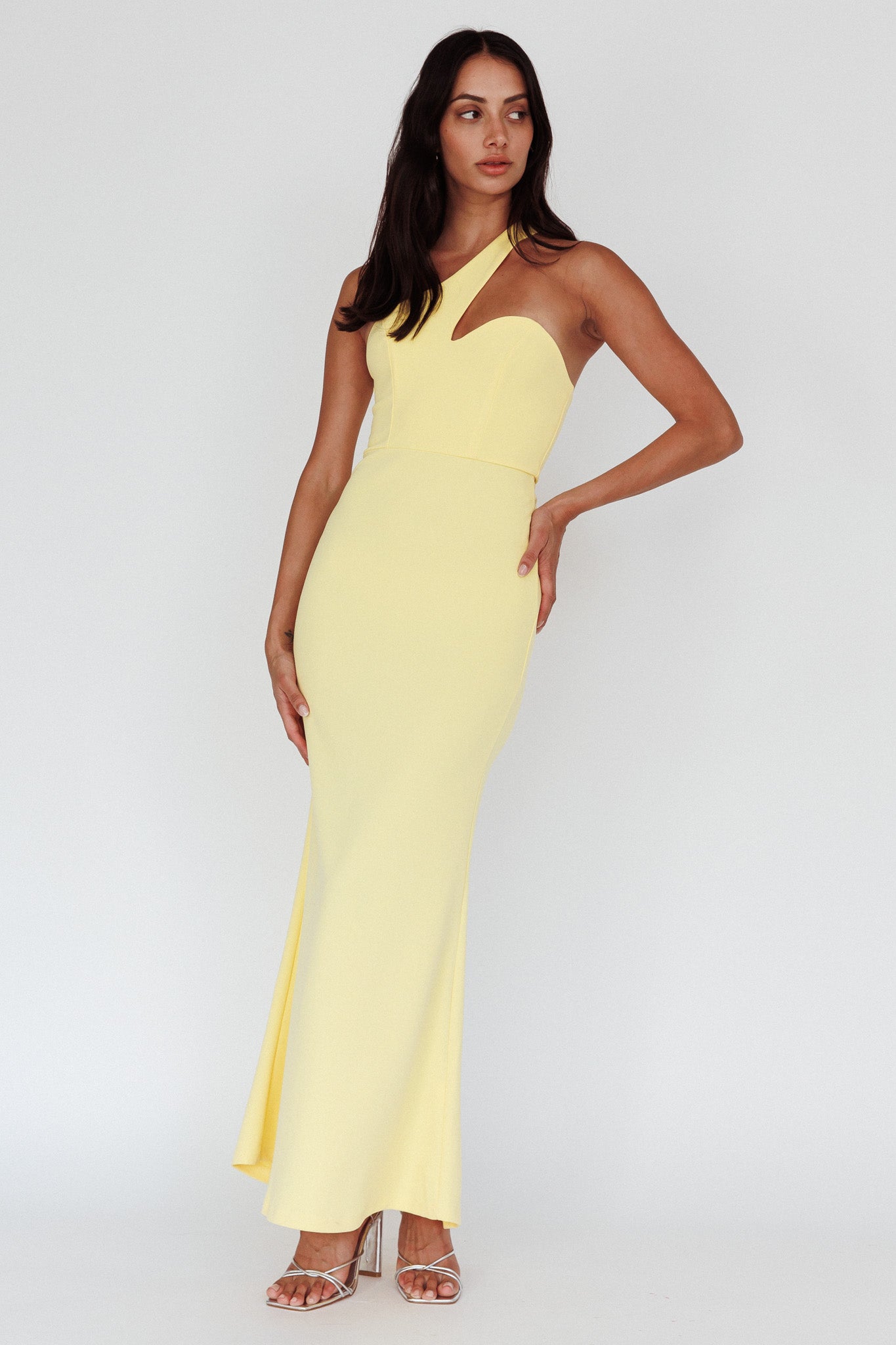 Shooting Stars One-Shoulder Maxi Dress Yellow-Maymioy