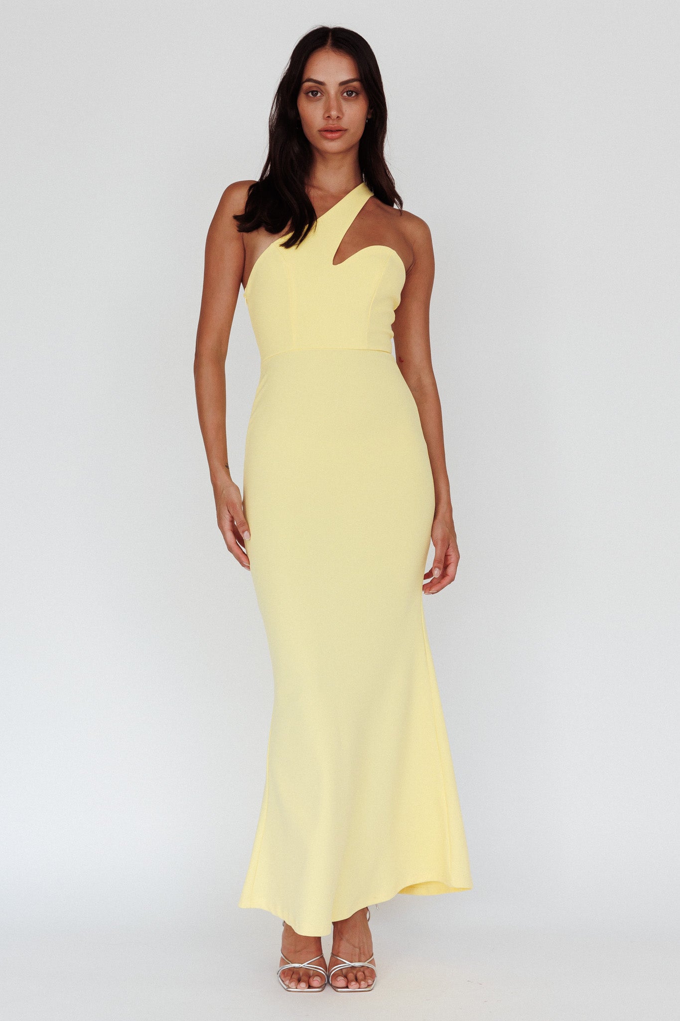Shooting Stars One-Shoulder Maxi Dress Yellow-Maymioy