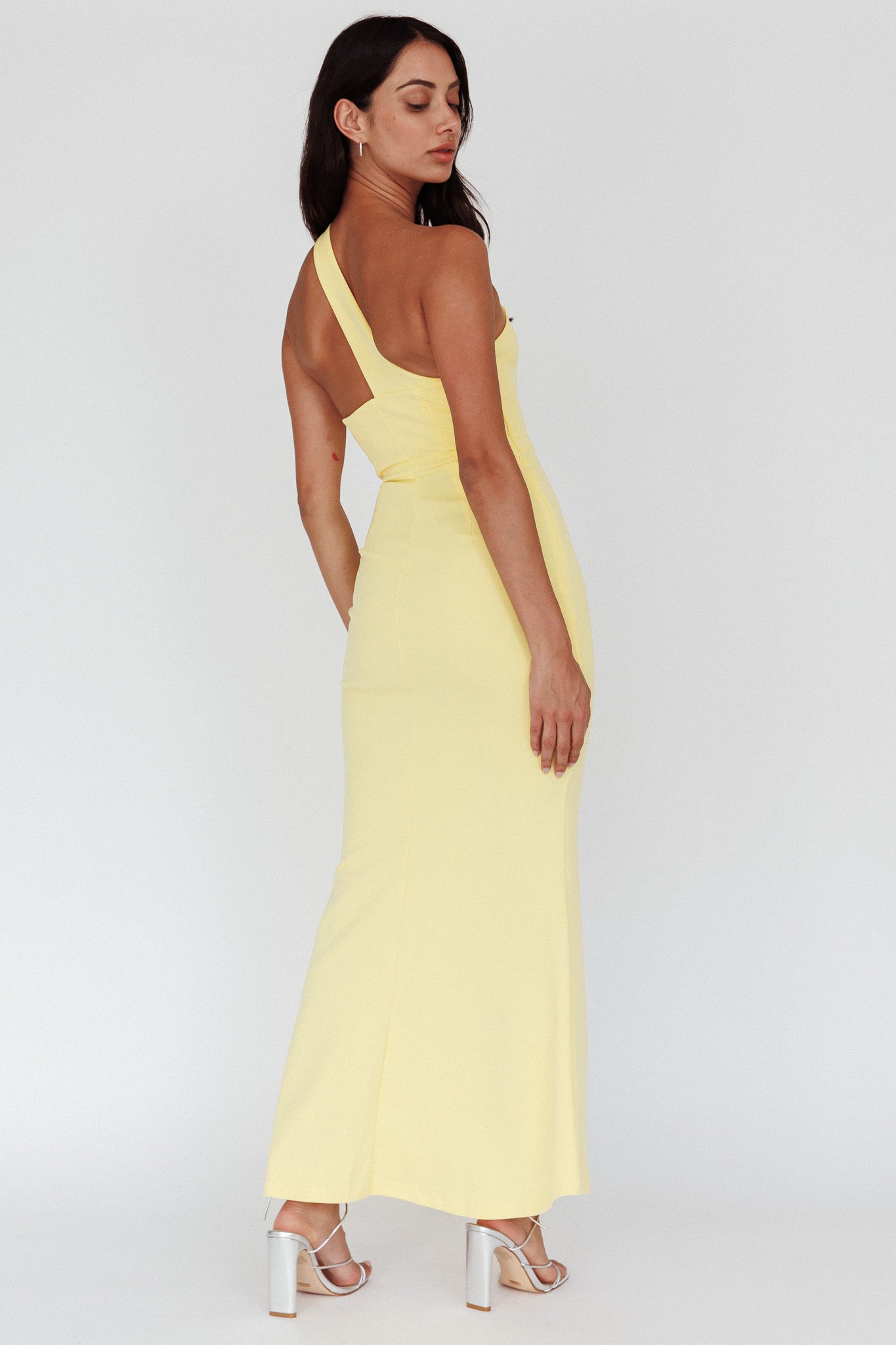 Shooting Stars One-Shoulder Maxi Dress Yellow-Maymioy