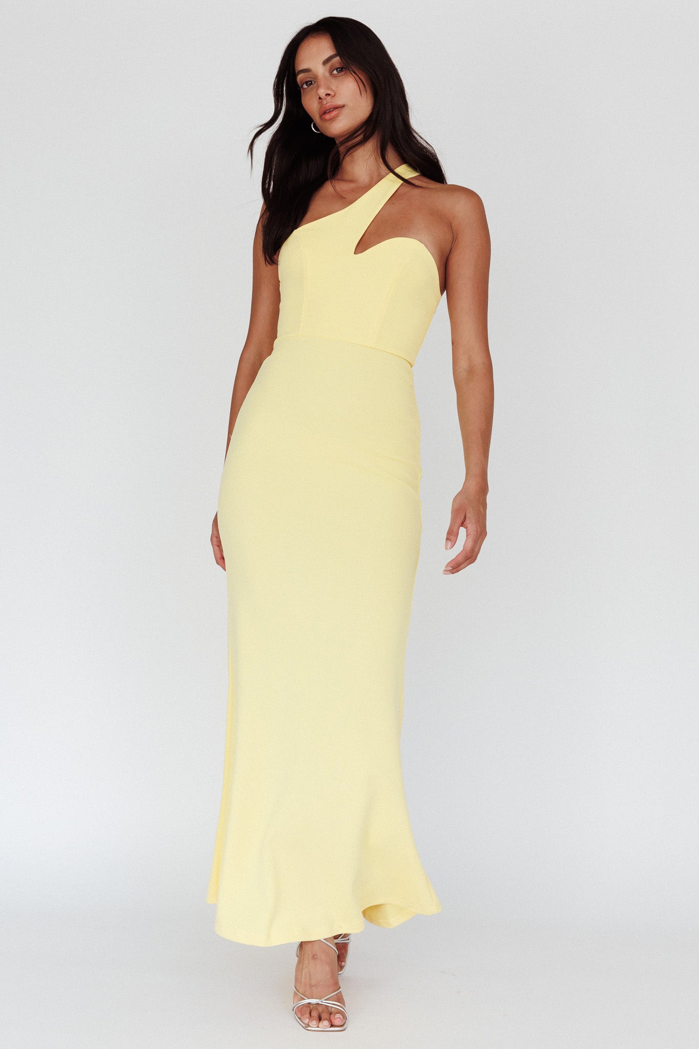 Shooting Stars One-Shoulder Maxi Dress Yellow-Maymioy