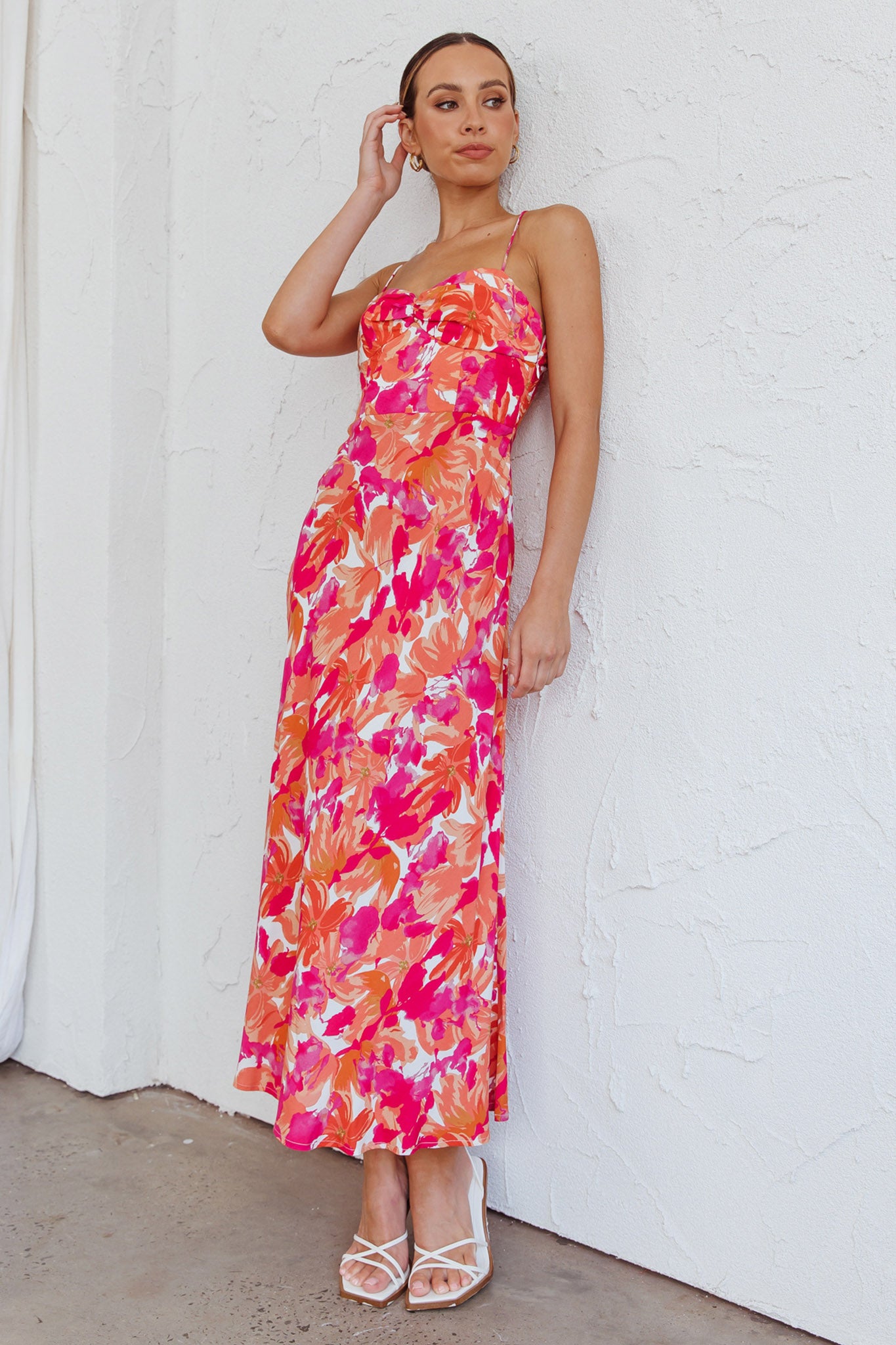 Golden Sands Cami Strap Maxi Dress Floral Red-Maymioy