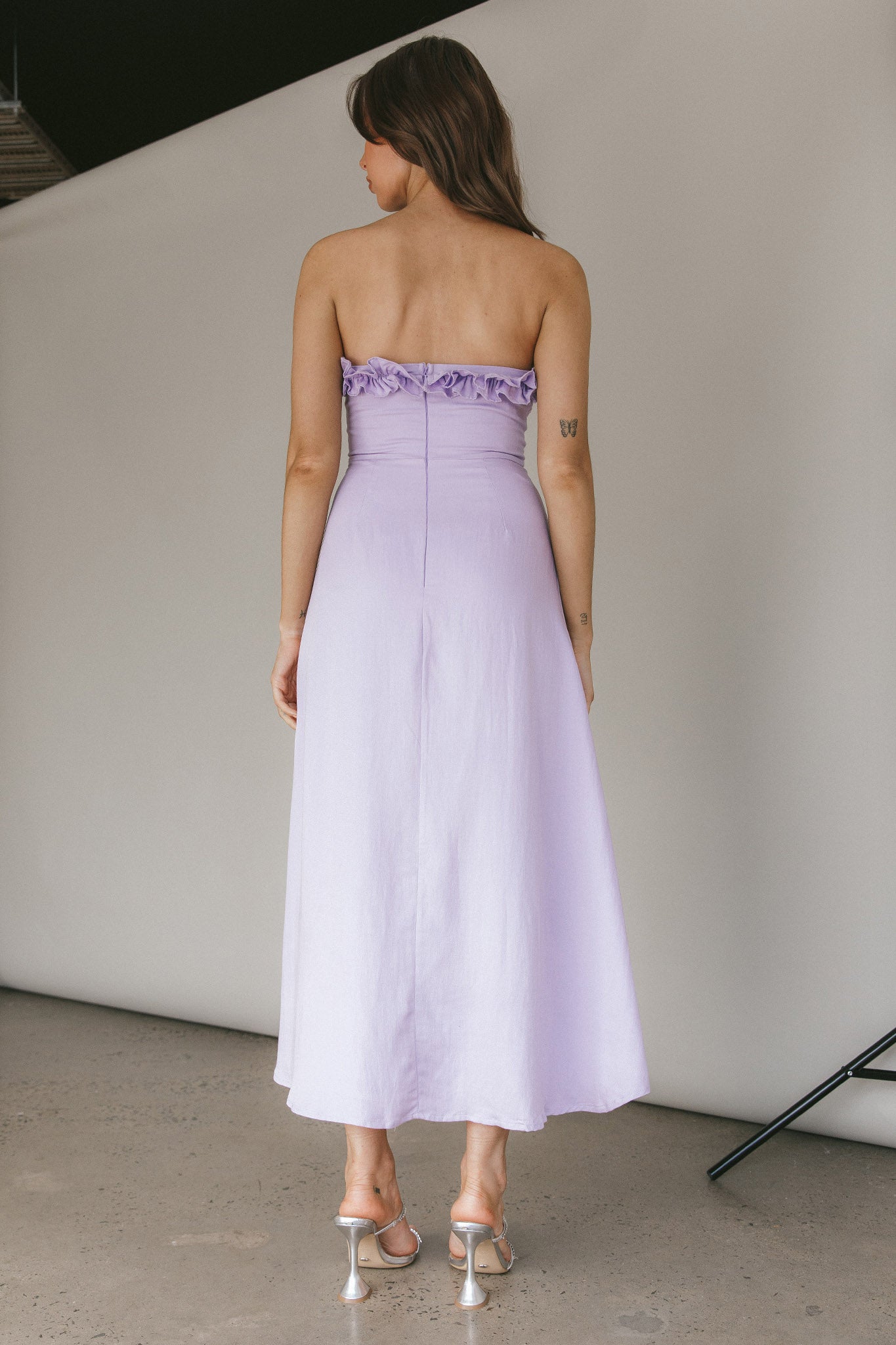 Under The Sun Tied Bust Midi Dress Lilac-Maymioy