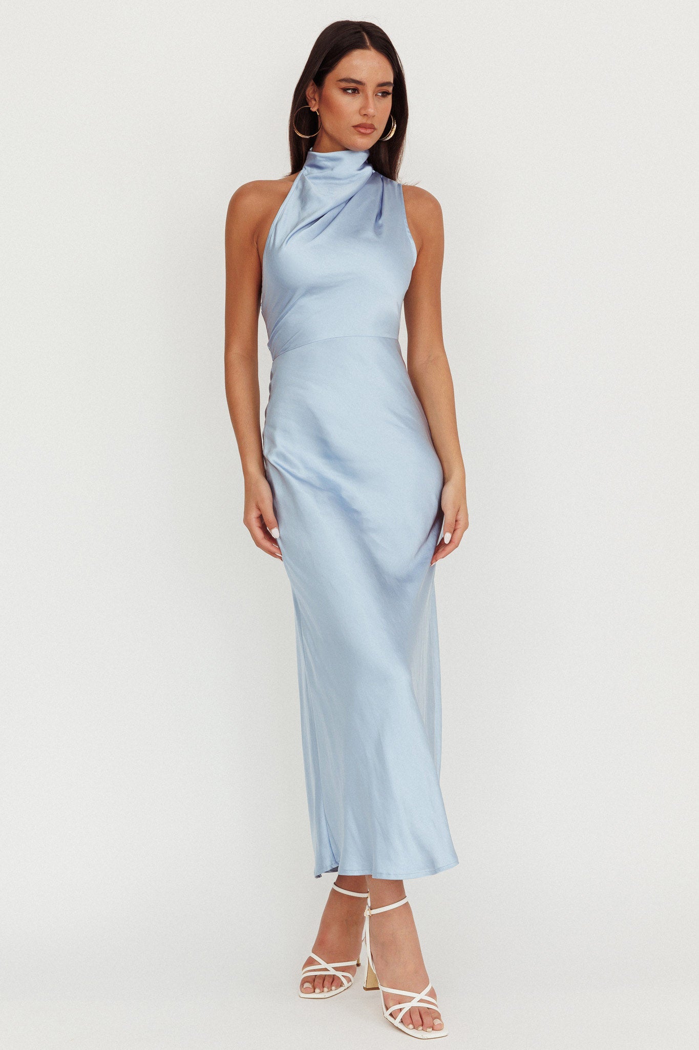Shana Halterneck Maxi Dress Blue-Maymioy