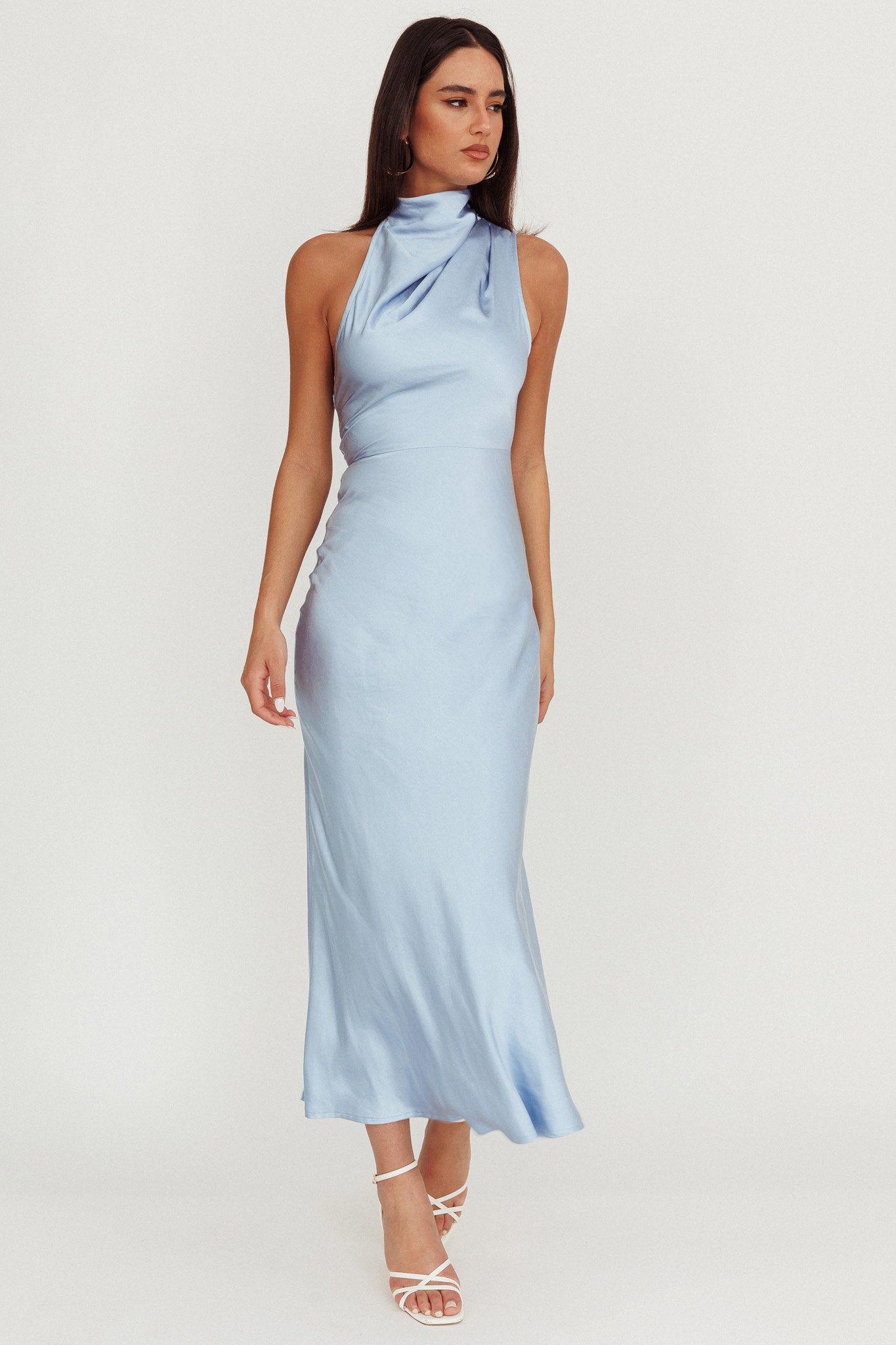 Shana Halterneck Maxi Dress Blue-Maymioy