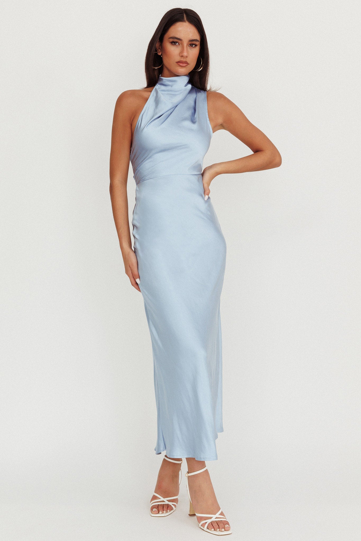 Shana Halterneck Maxi Dress Blue-Maymioy