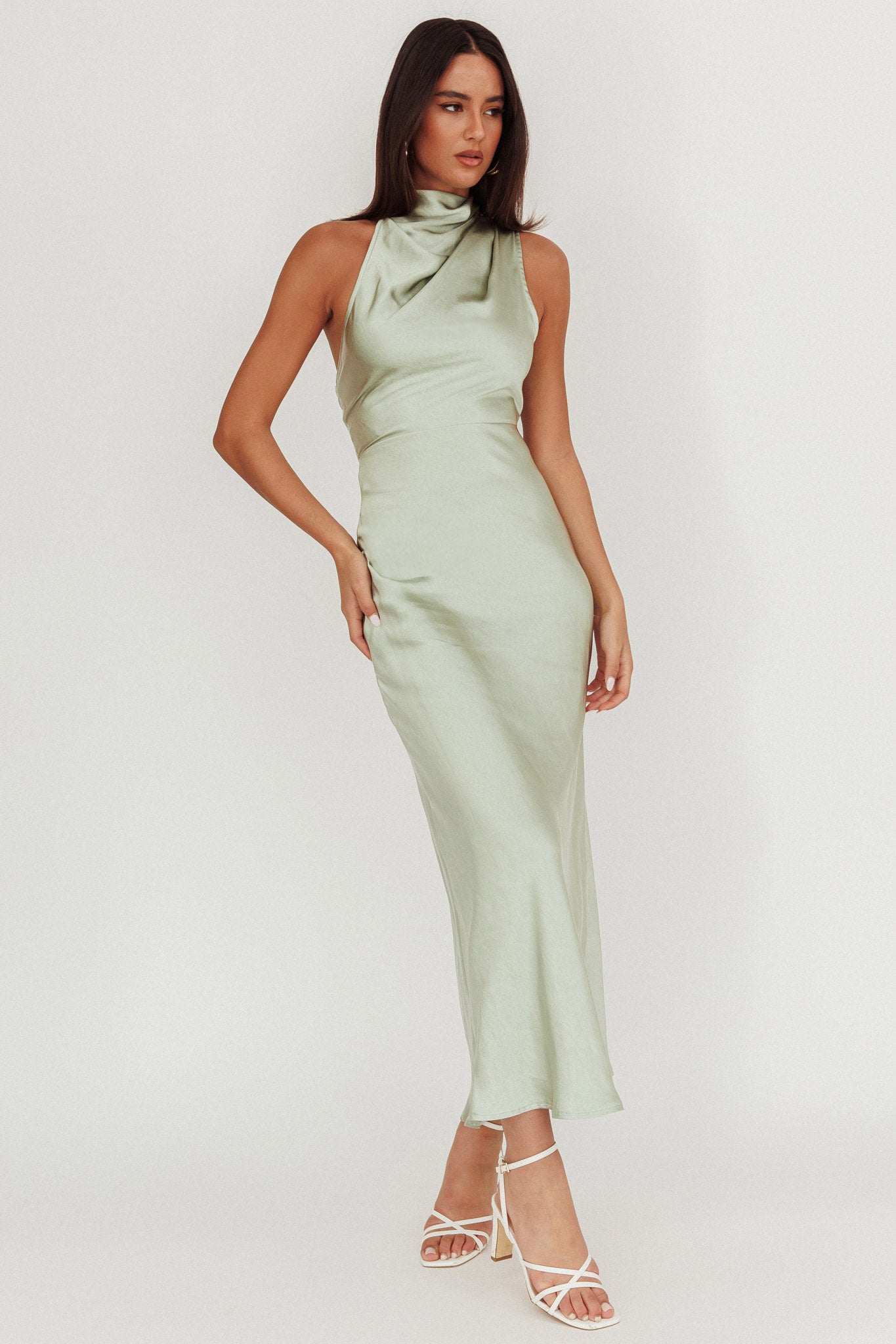 Shana Halterneck Maxi Dress Sage-Maymioy