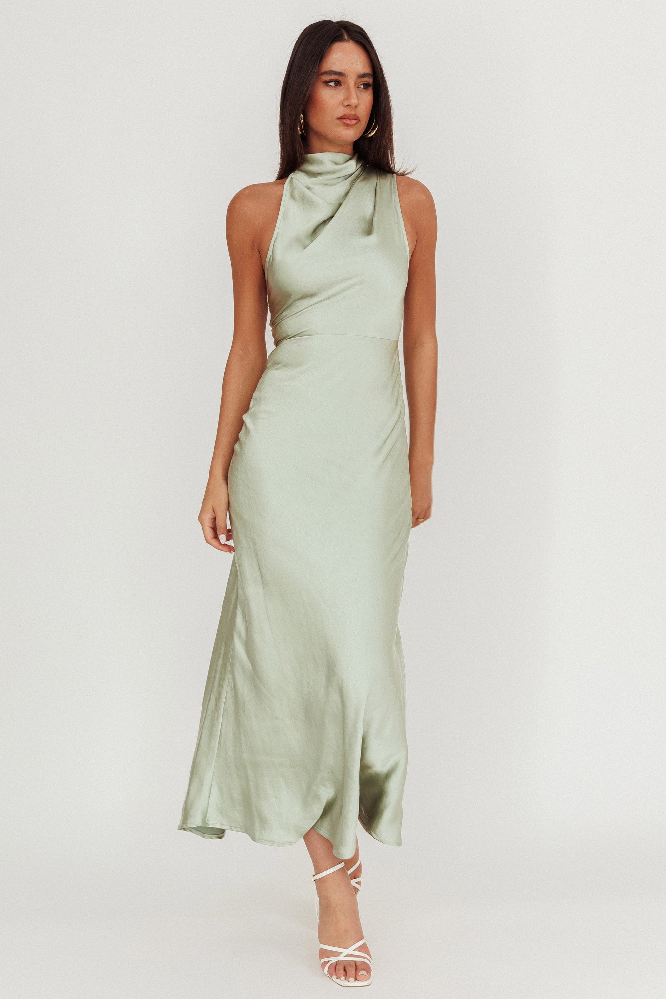 Shana Halterneck Maxi Dress Sage-Maymioy