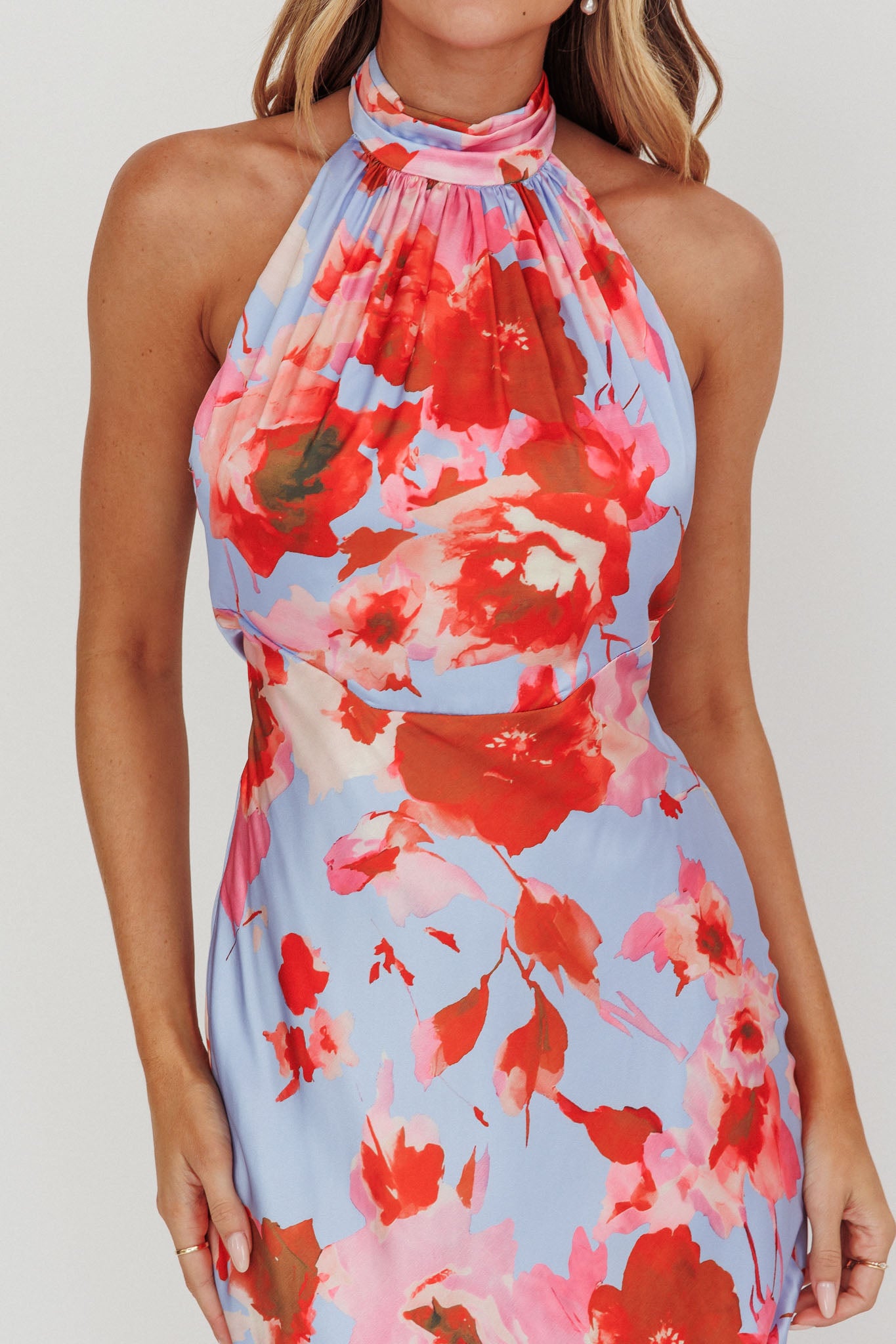 Shana Halterneck Maxi Dress Roses Blue-Maymioy