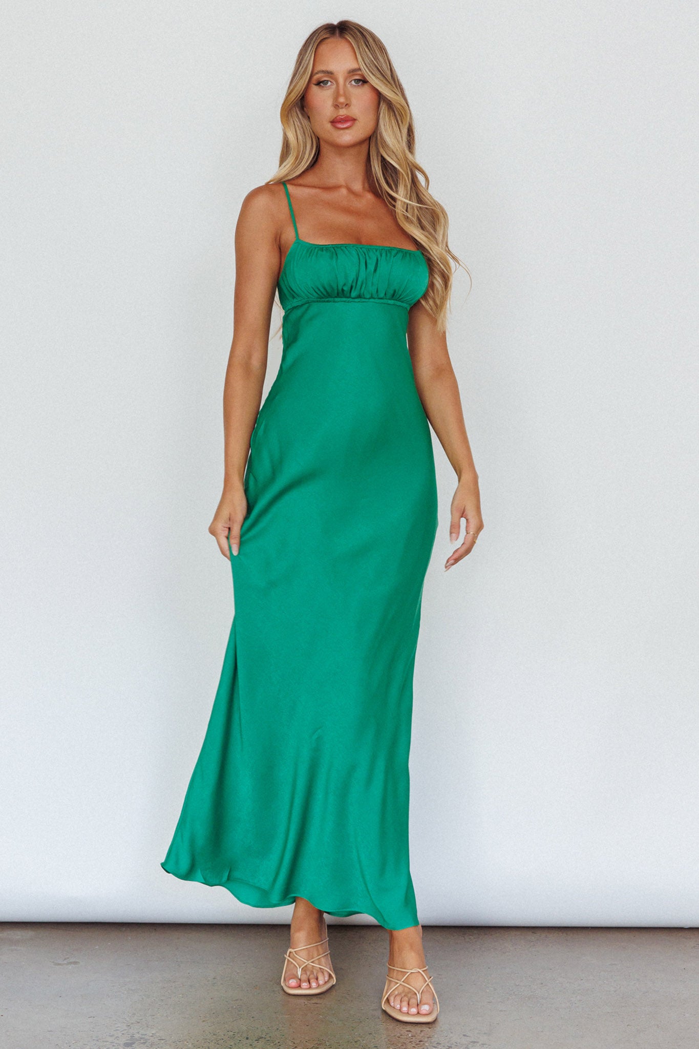 From Above V-Back Midi Dress Forest Green-Maymioy