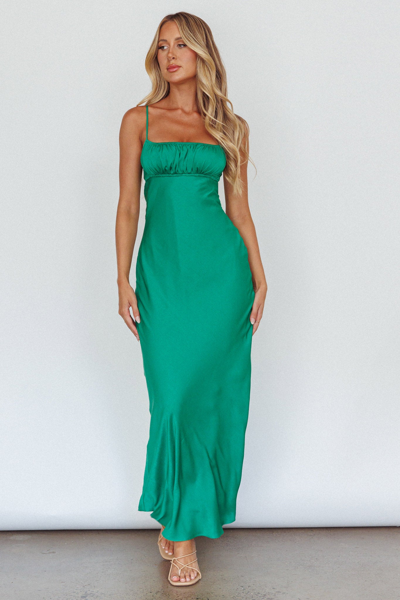 From Above V-Back Midi Dress Forest Green-Maymioy