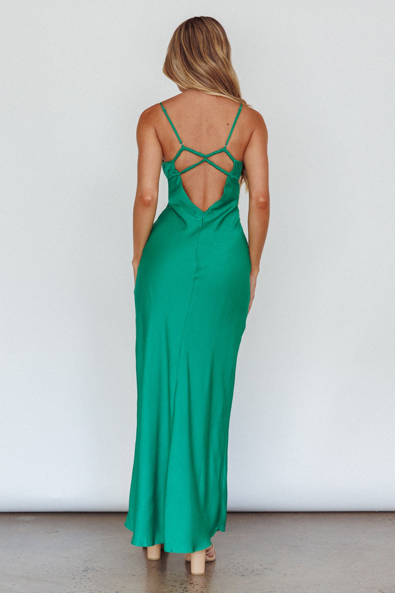 From Above V-Back Midi Dress Forest Green-Maymioy