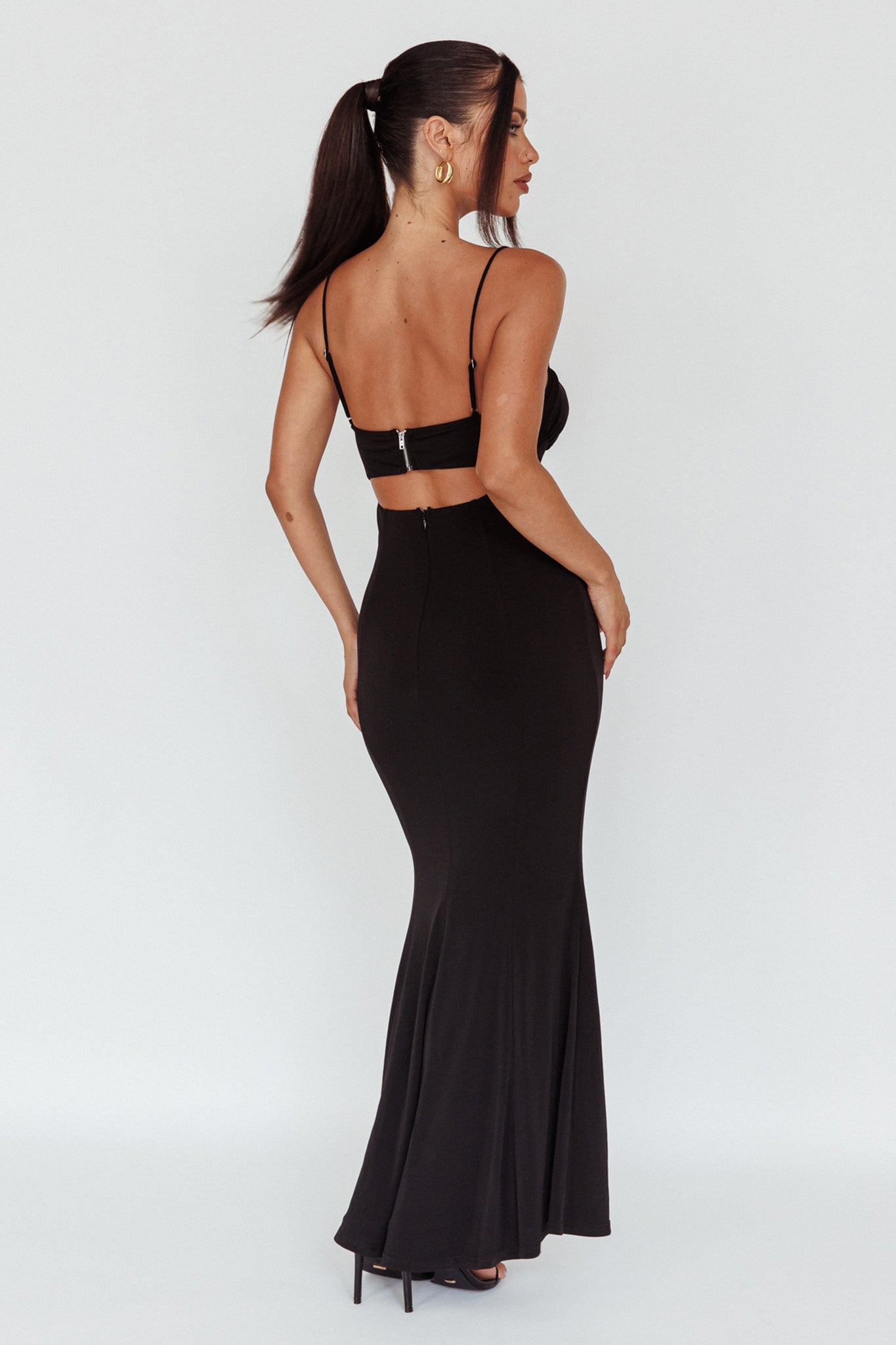 Marcella Keyhole Bust Maxi Dress Black-Maymioy