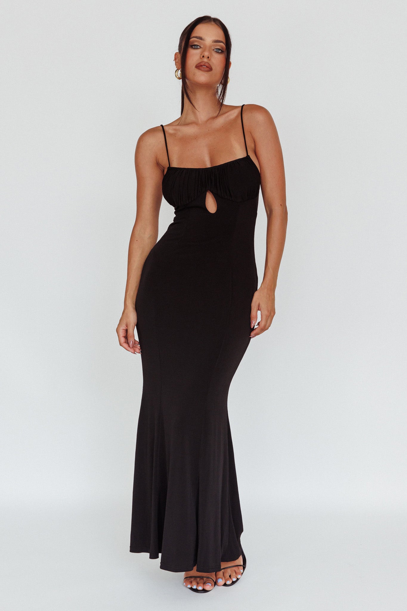 Marcella Keyhole Bust Maxi Dress Black-Maymioy