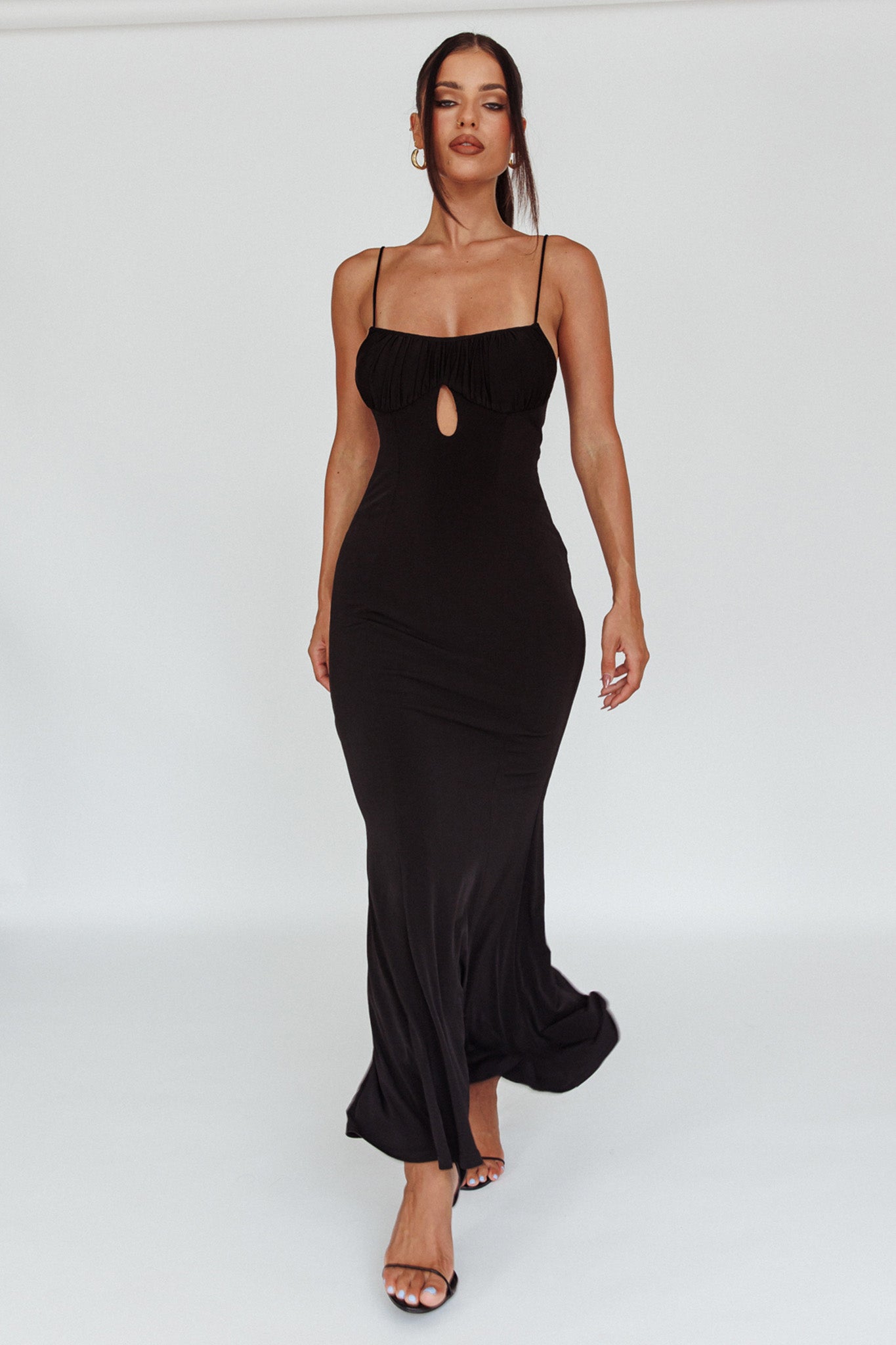 Marcella Keyhole Bust Maxi Dress Black-Maymioy