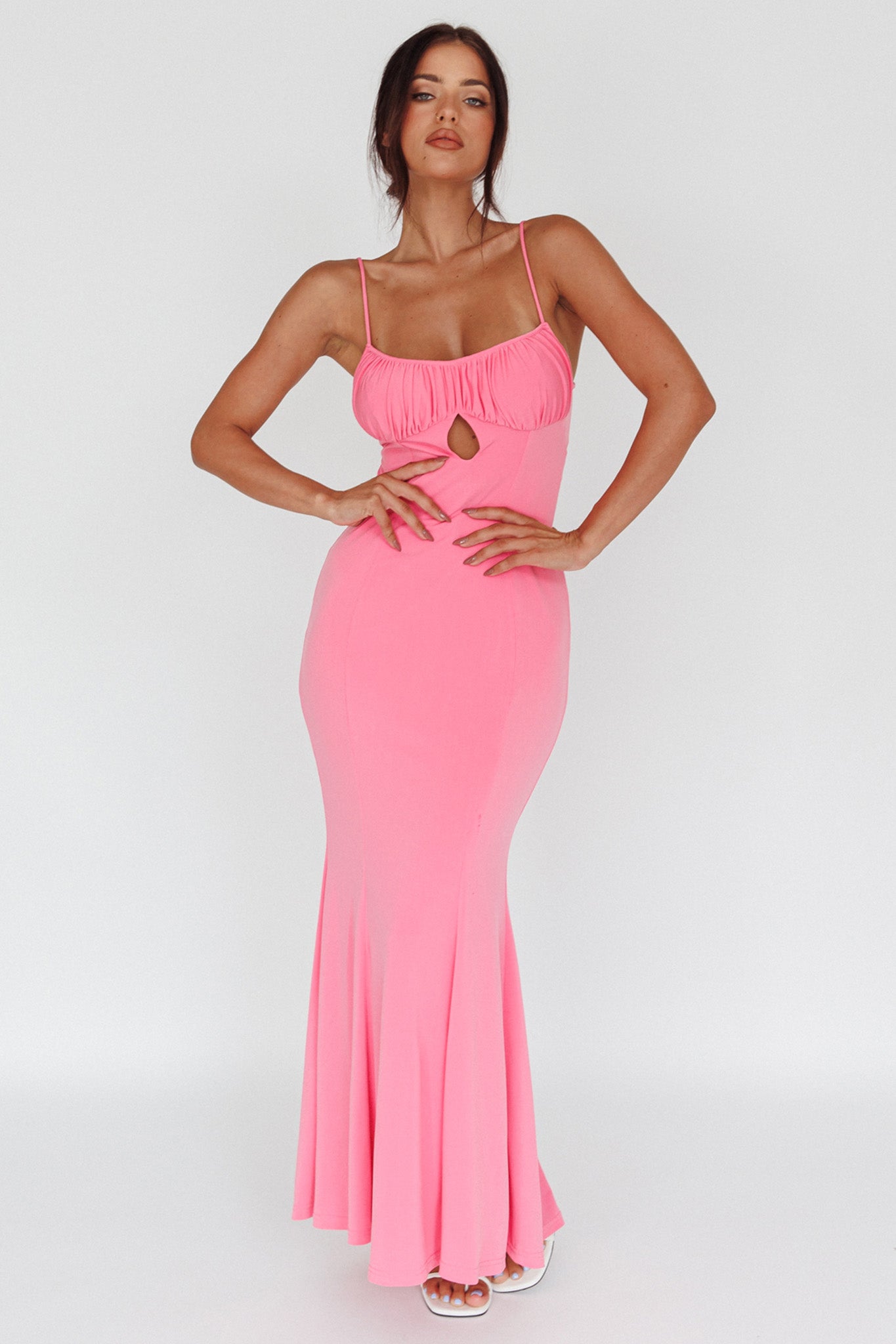 Marcella Keyhole Bust Maxi Dress Pink-Maymioy