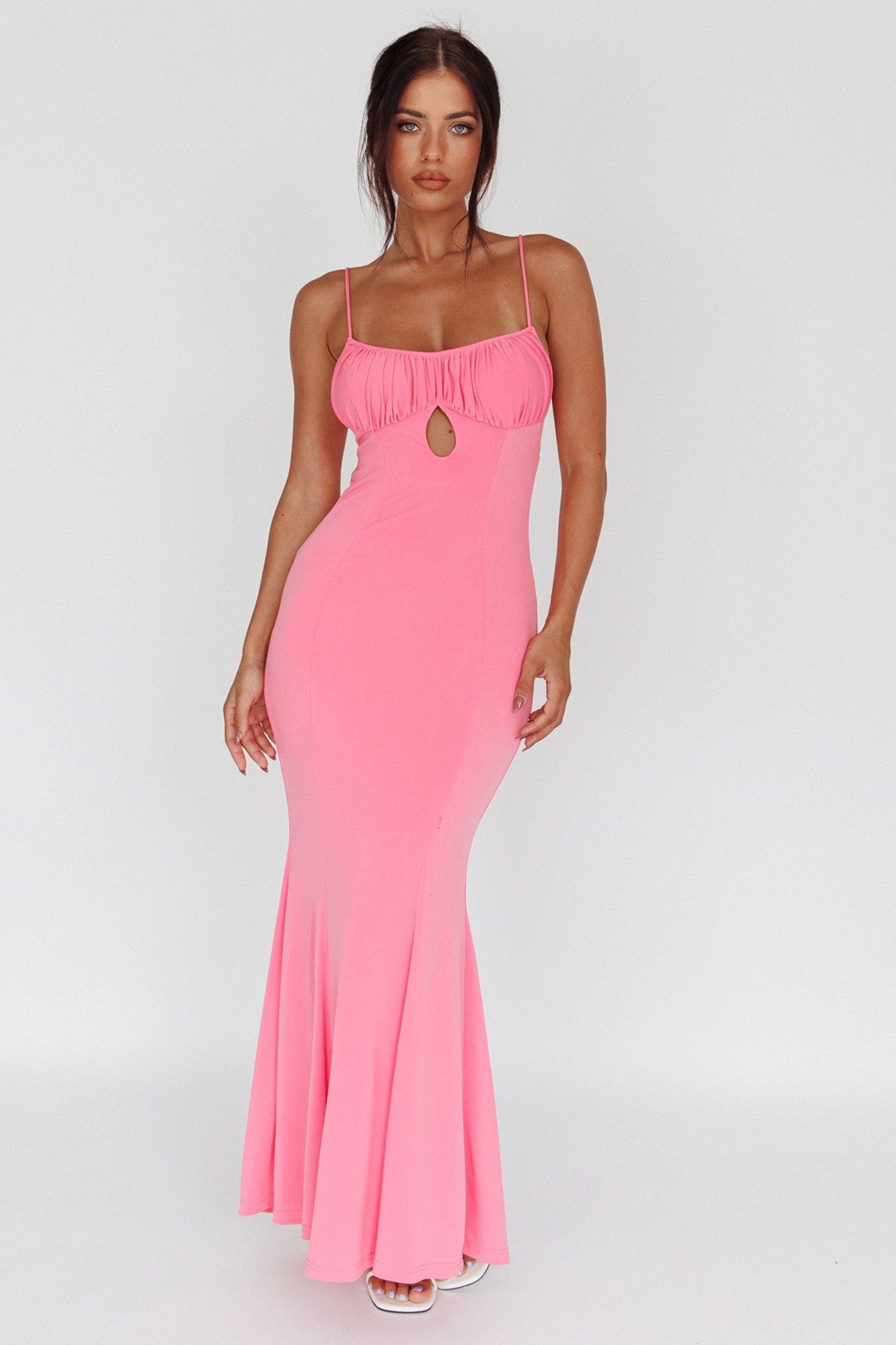 Marcella Keyhole Bust Maxi Dress Pink-Maymioy