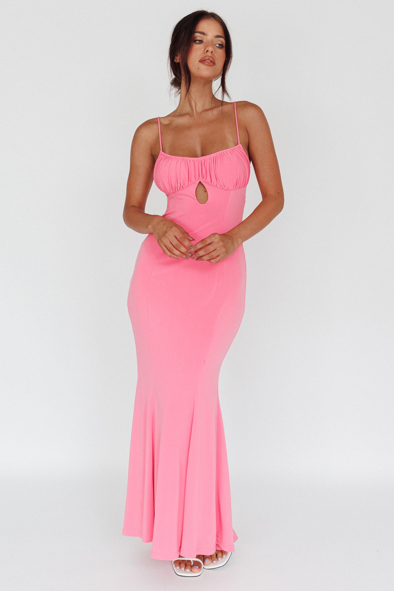 Marcella Keyhole Bust Maxi Dress Pink-Maymioy