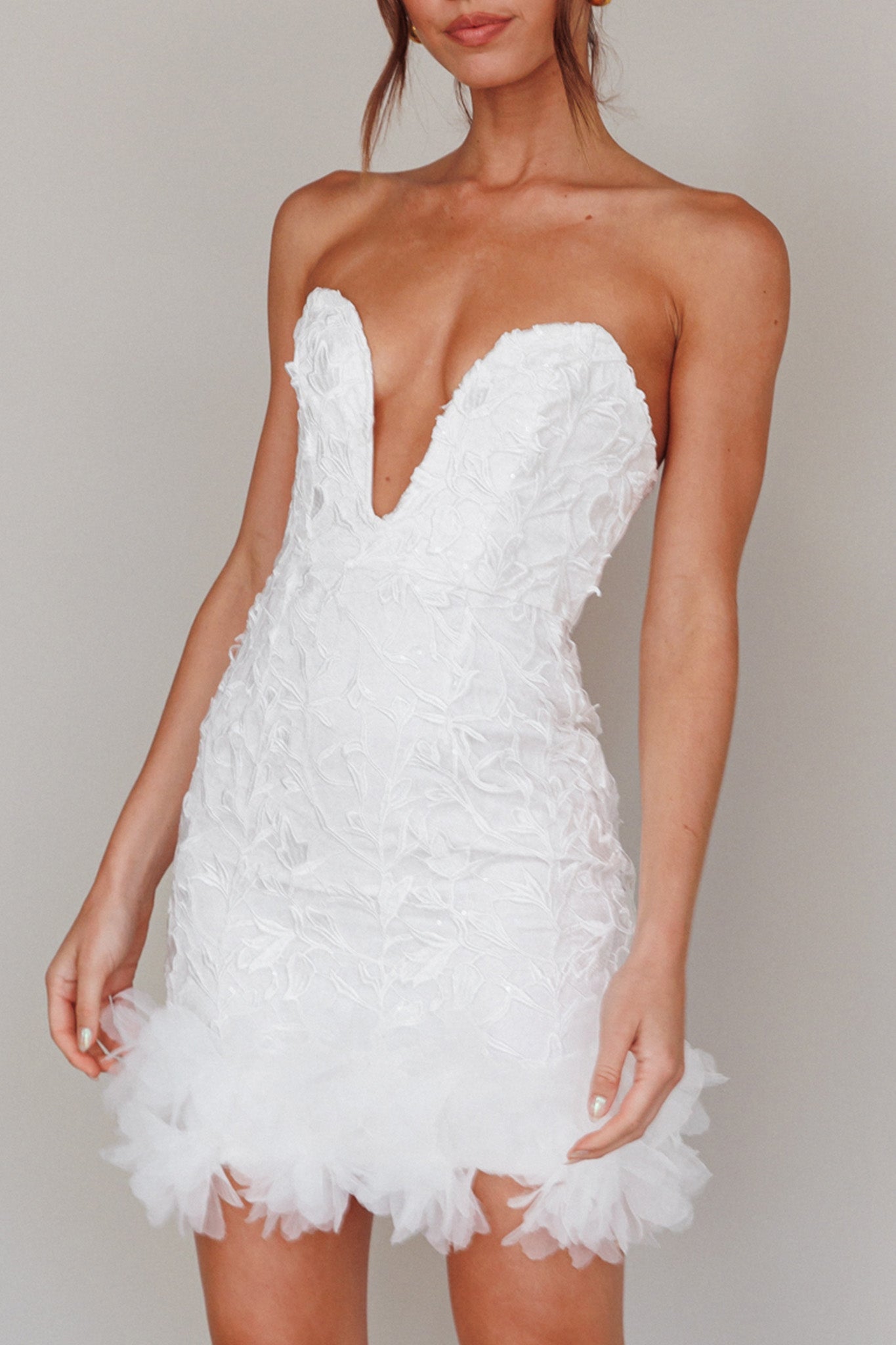 Time Of My Life Applique Mini Dress White-Maymioy