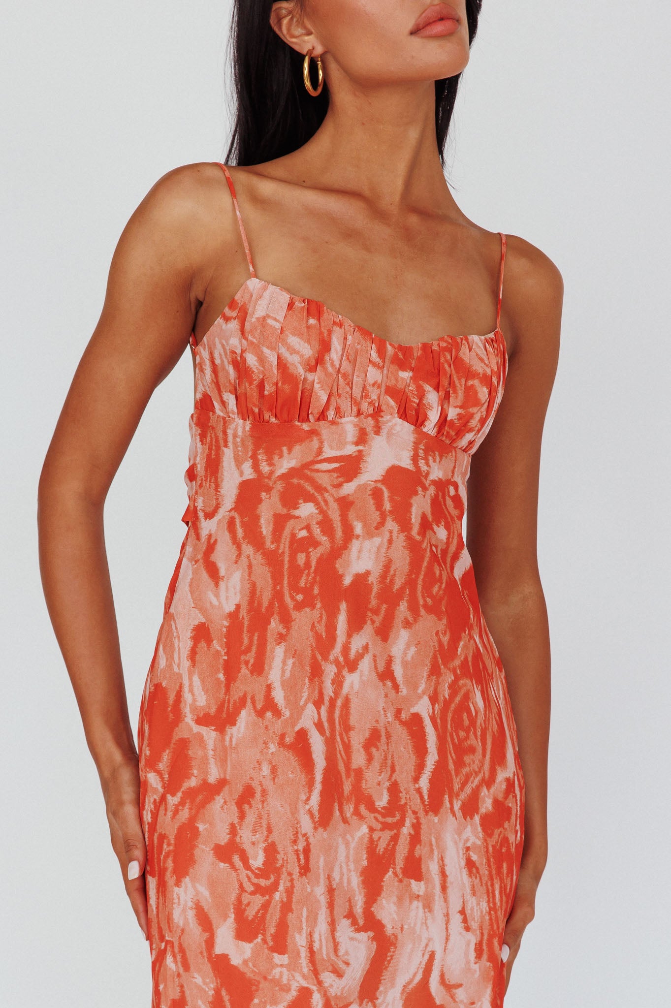 Nerida Twist Back Maxi Dress Swirl Orange-Maymioy