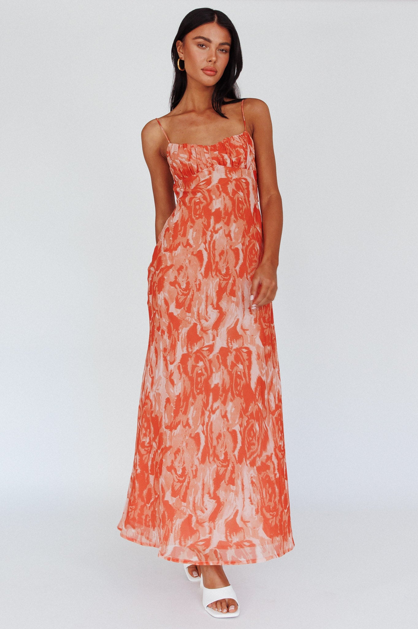 Nerida Twist Back Maxi Dress Swirl Orange-Maymioy
