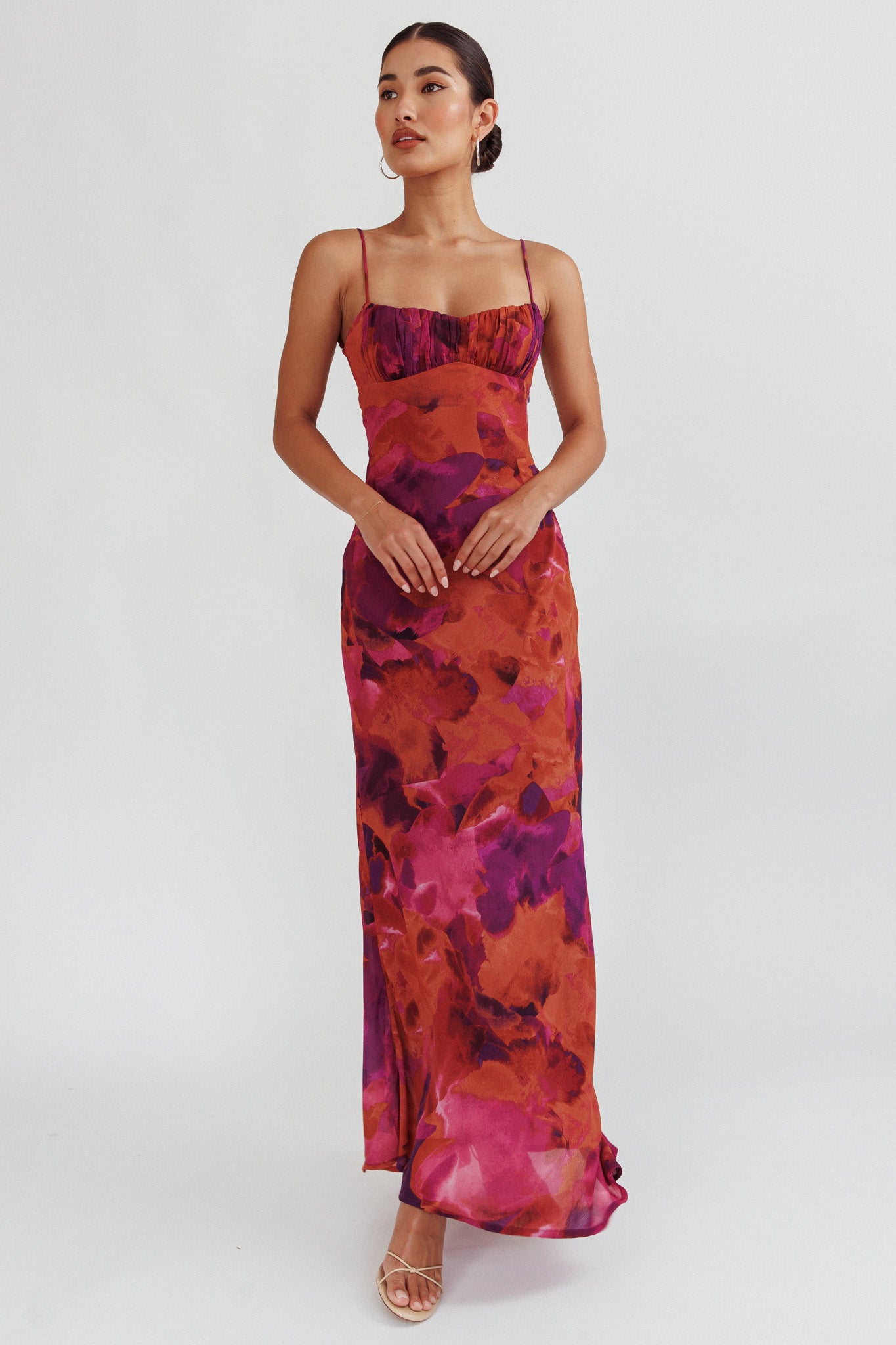 Nerida Low Back Twist Maxi Dress Dark Rose-Maymioy