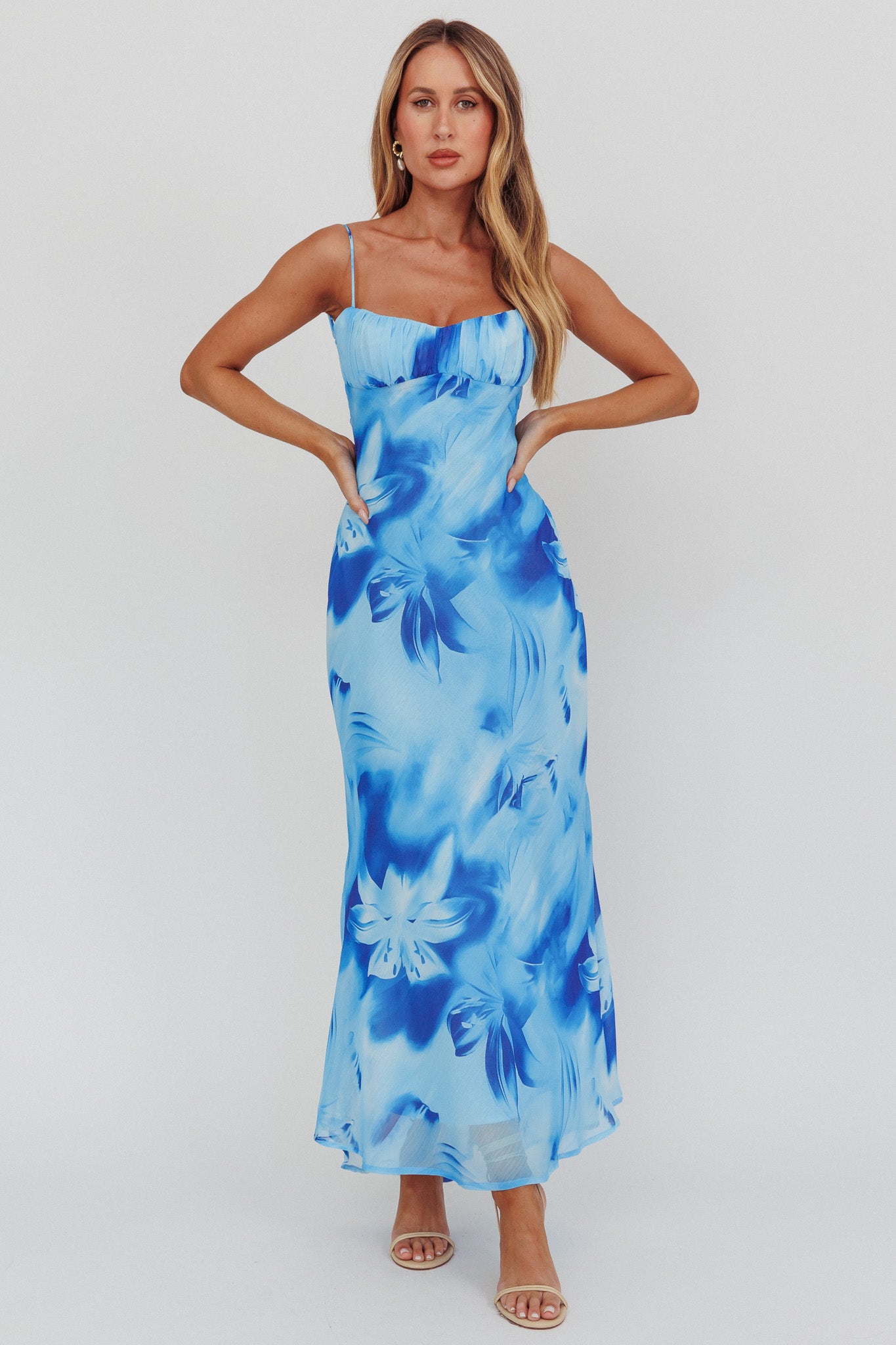 Nerida Low Back Twist Maxi Dress Lily Blue-Maymioy