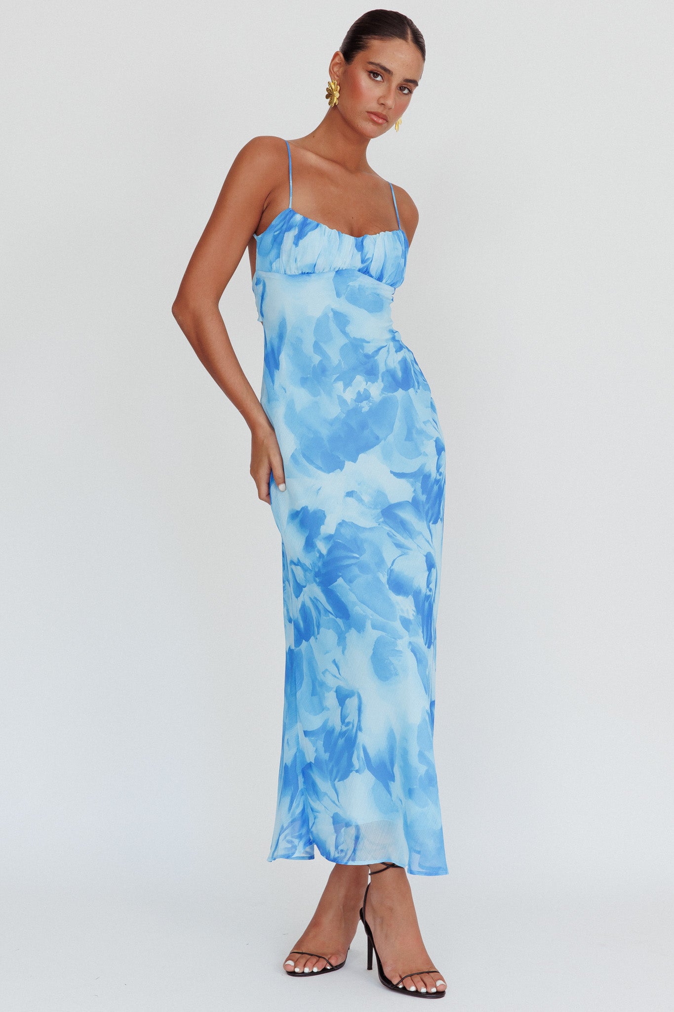 Nerida Low Back Twist Maxi Dress Blue-Maymioy