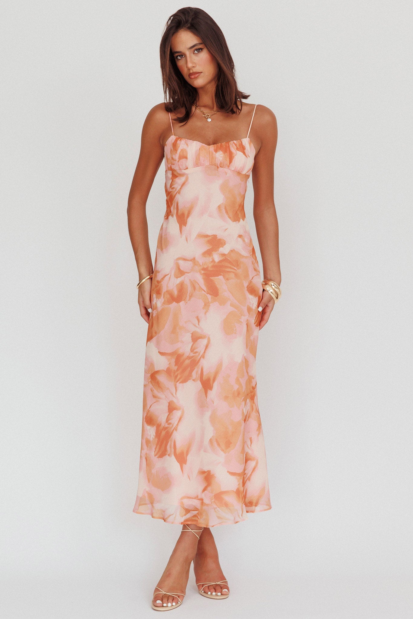 Nerida Low Back Twist Maxi Dress Orange-Maymioy