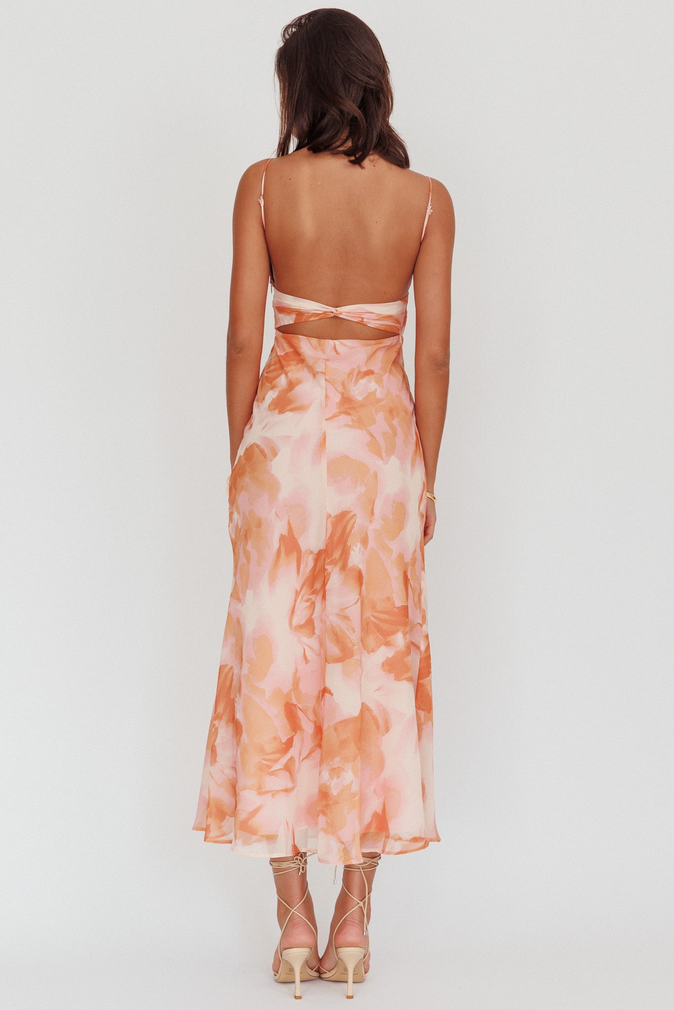 Nerida Low Back Twist Maxi Dress Orange-Maymioy