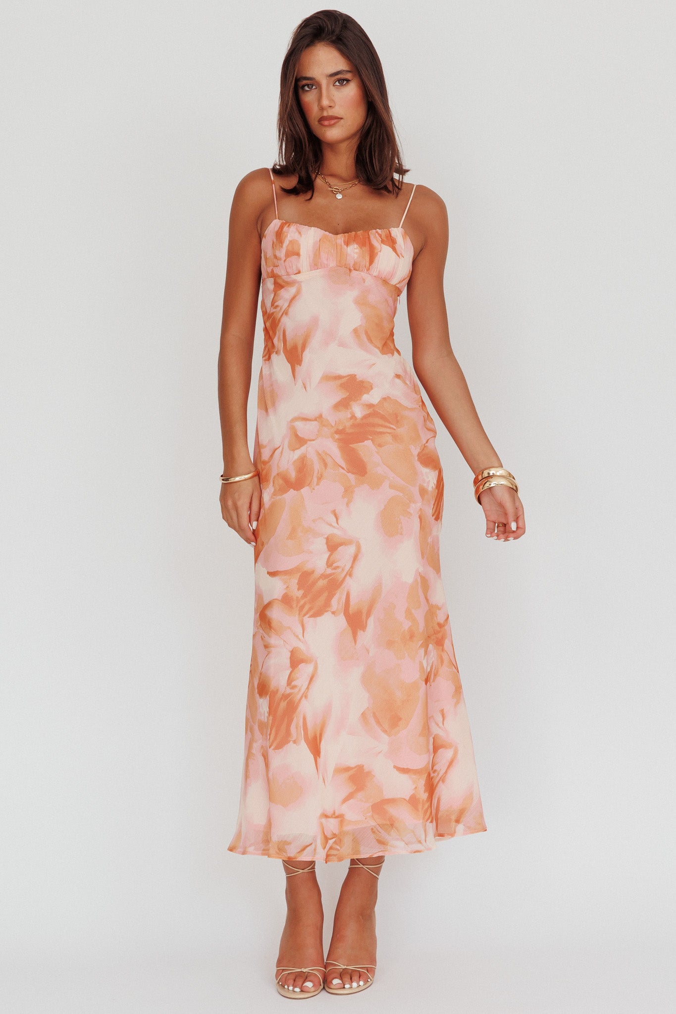 Nerida Low Back Twist Maxi Dress Orange-Maymioy