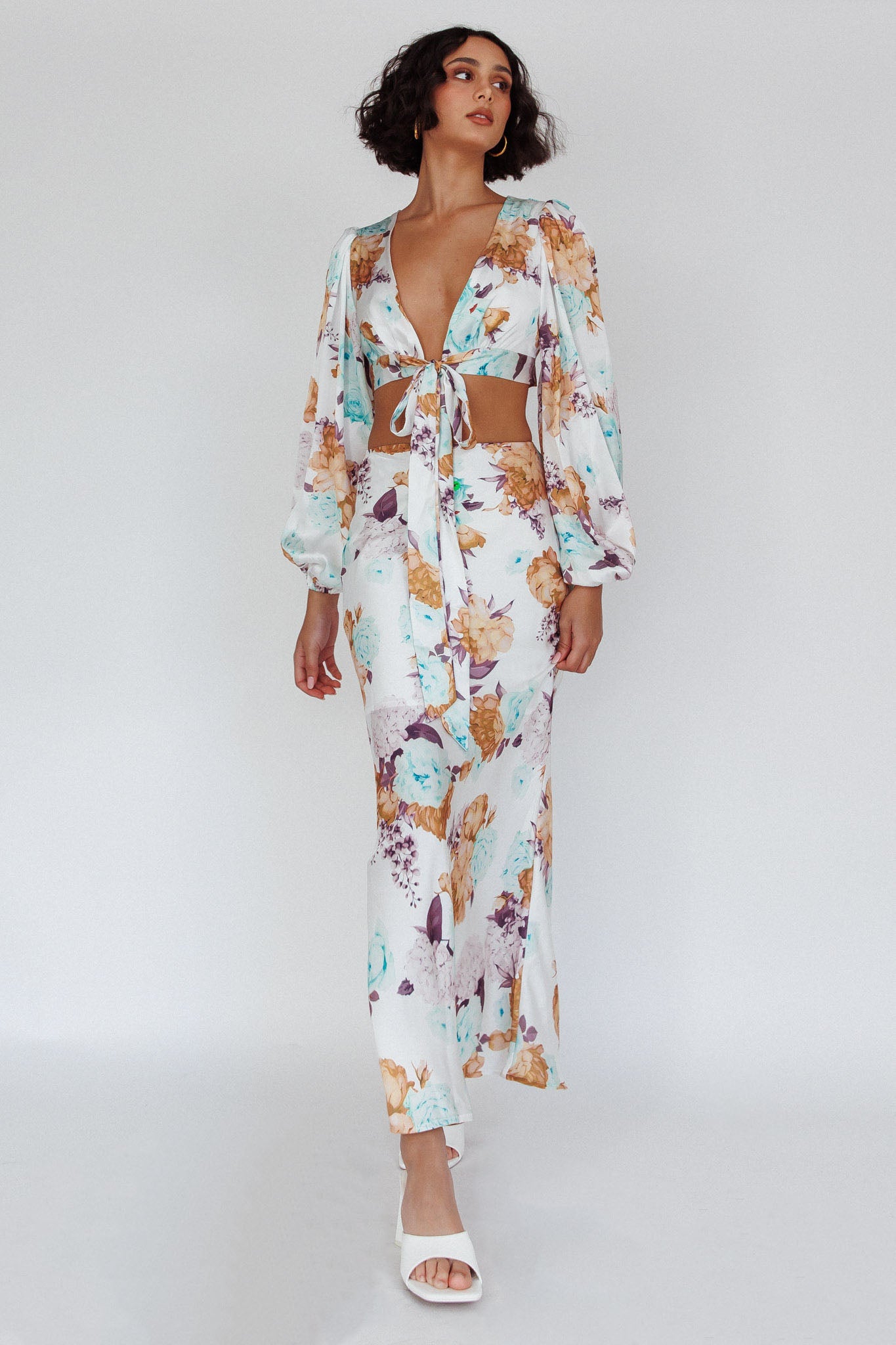 Meet Me In Fiji Maxi Skirt Floral Yellow-Maymioy