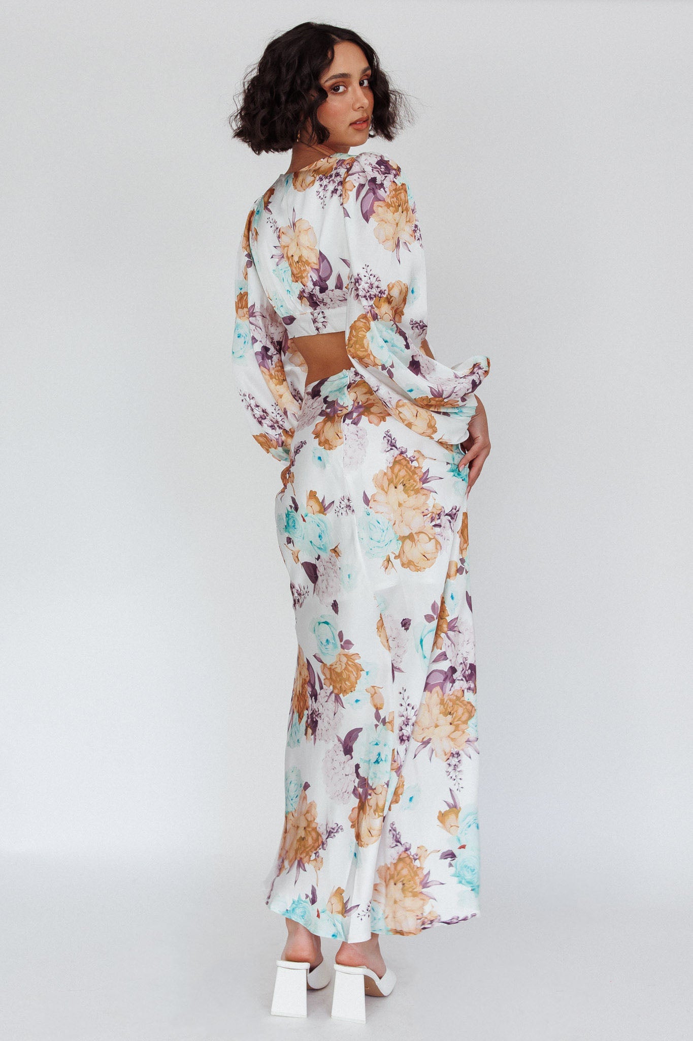Meet Me In Fiji Maxi Skirt Floral Yellow-Maymioy