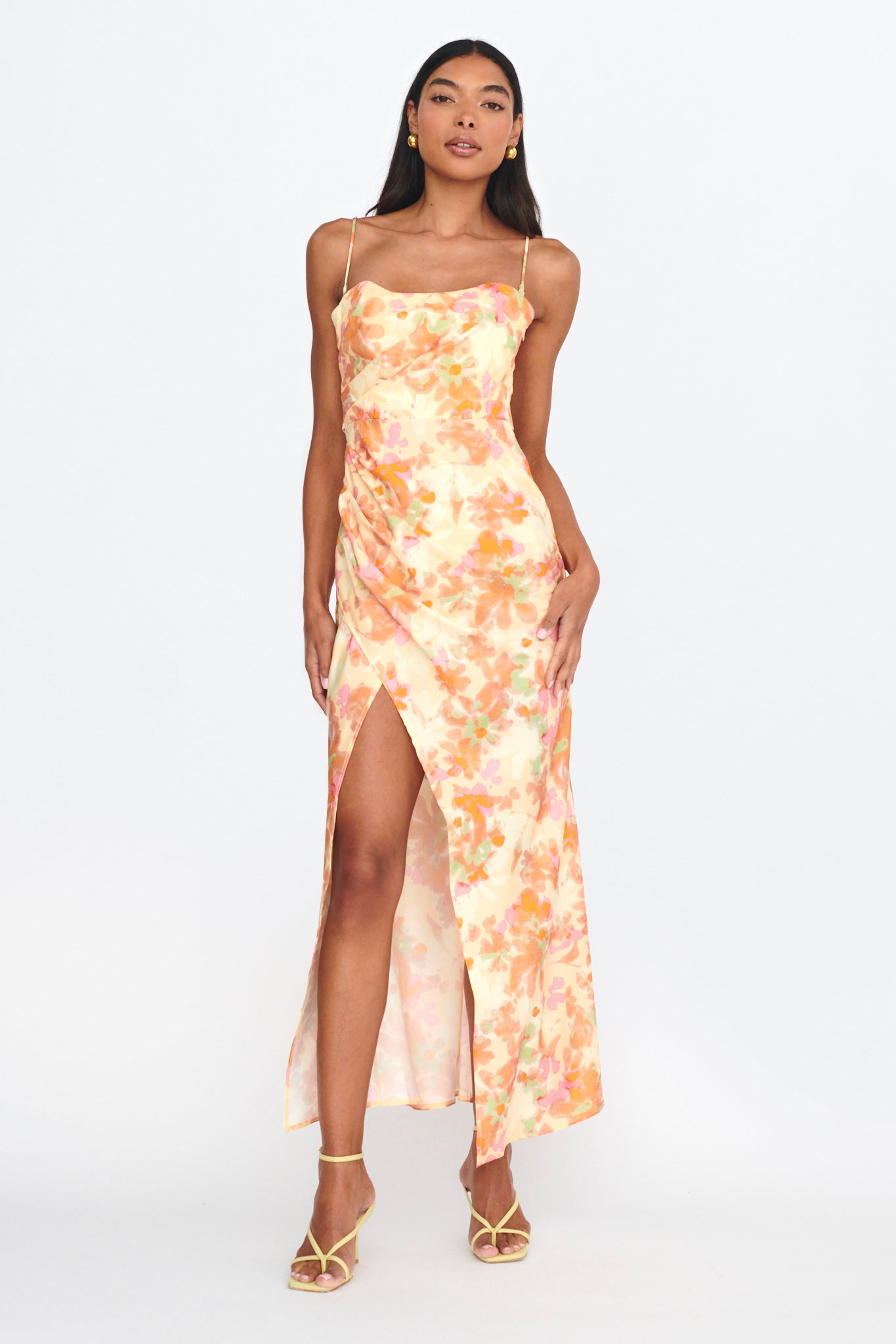 Marianna Twist Back Maxi Dress Orange-Maymioy