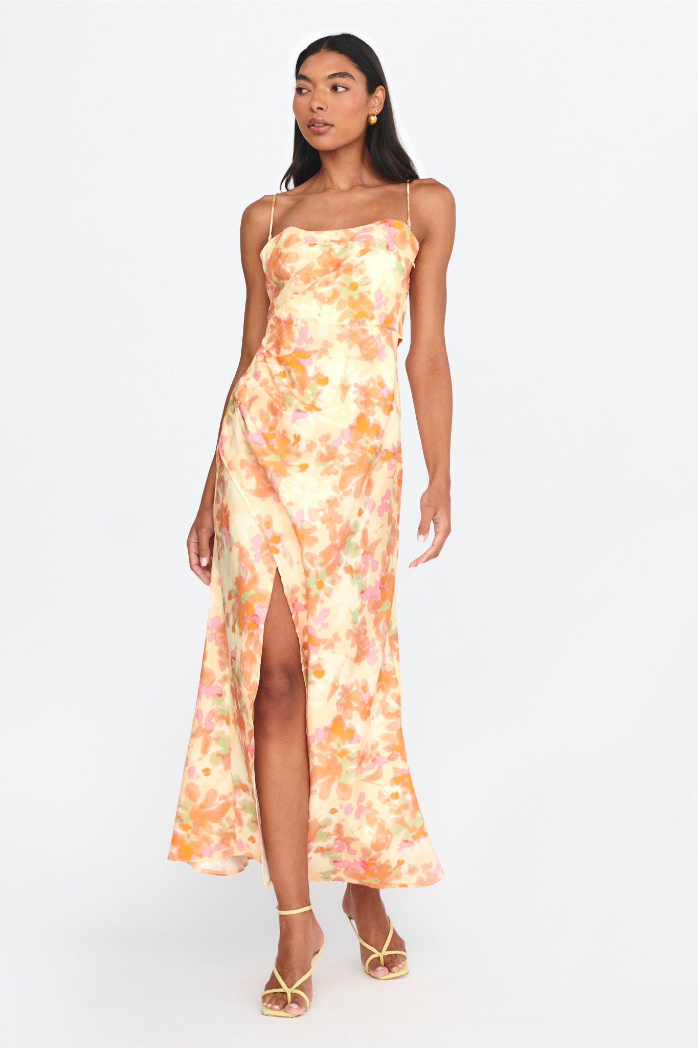 Marianna Twist Back Maxi Dress Orange-Maymioy
