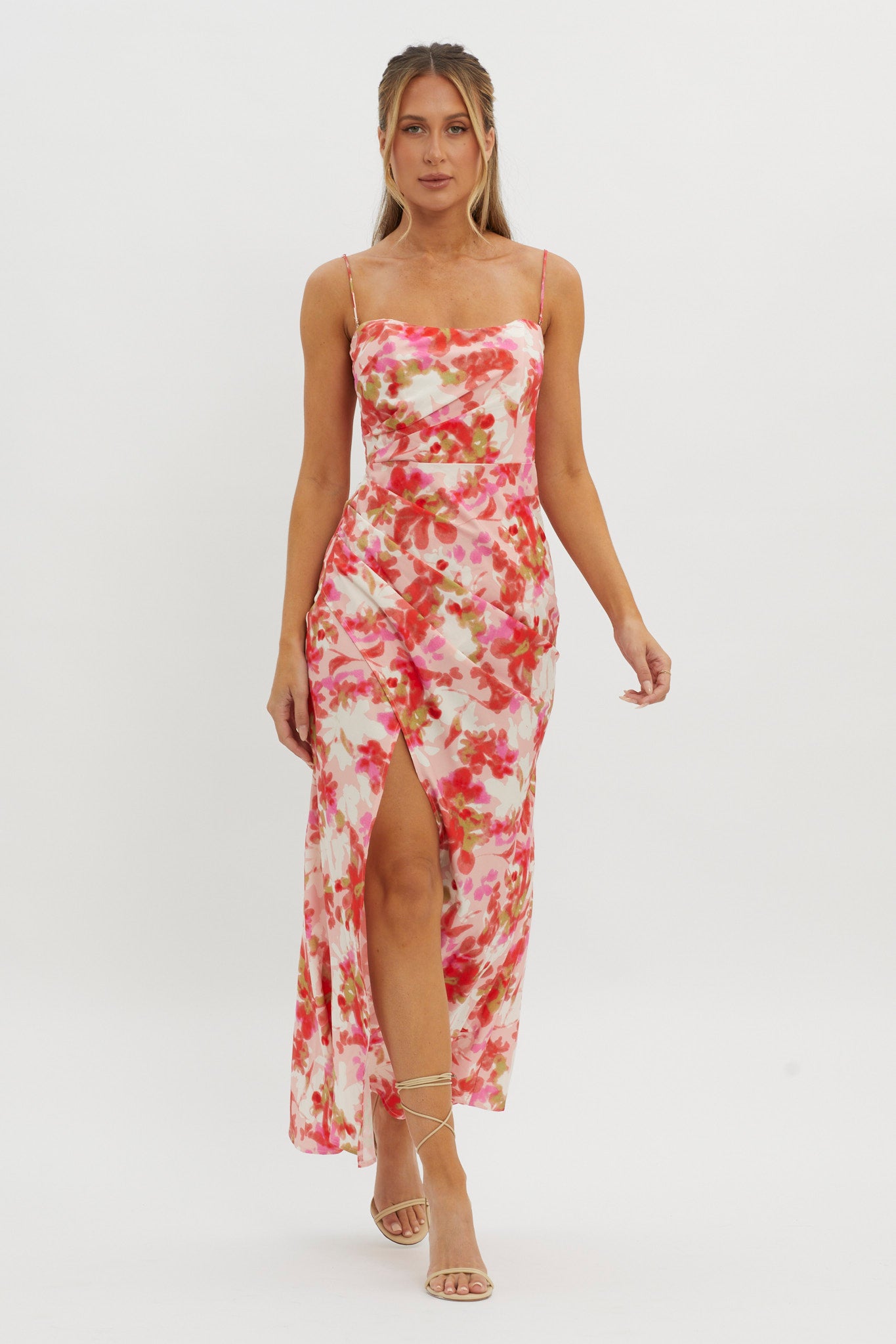 Marianna Twist Back Maxi Dress Pink-Maymioy